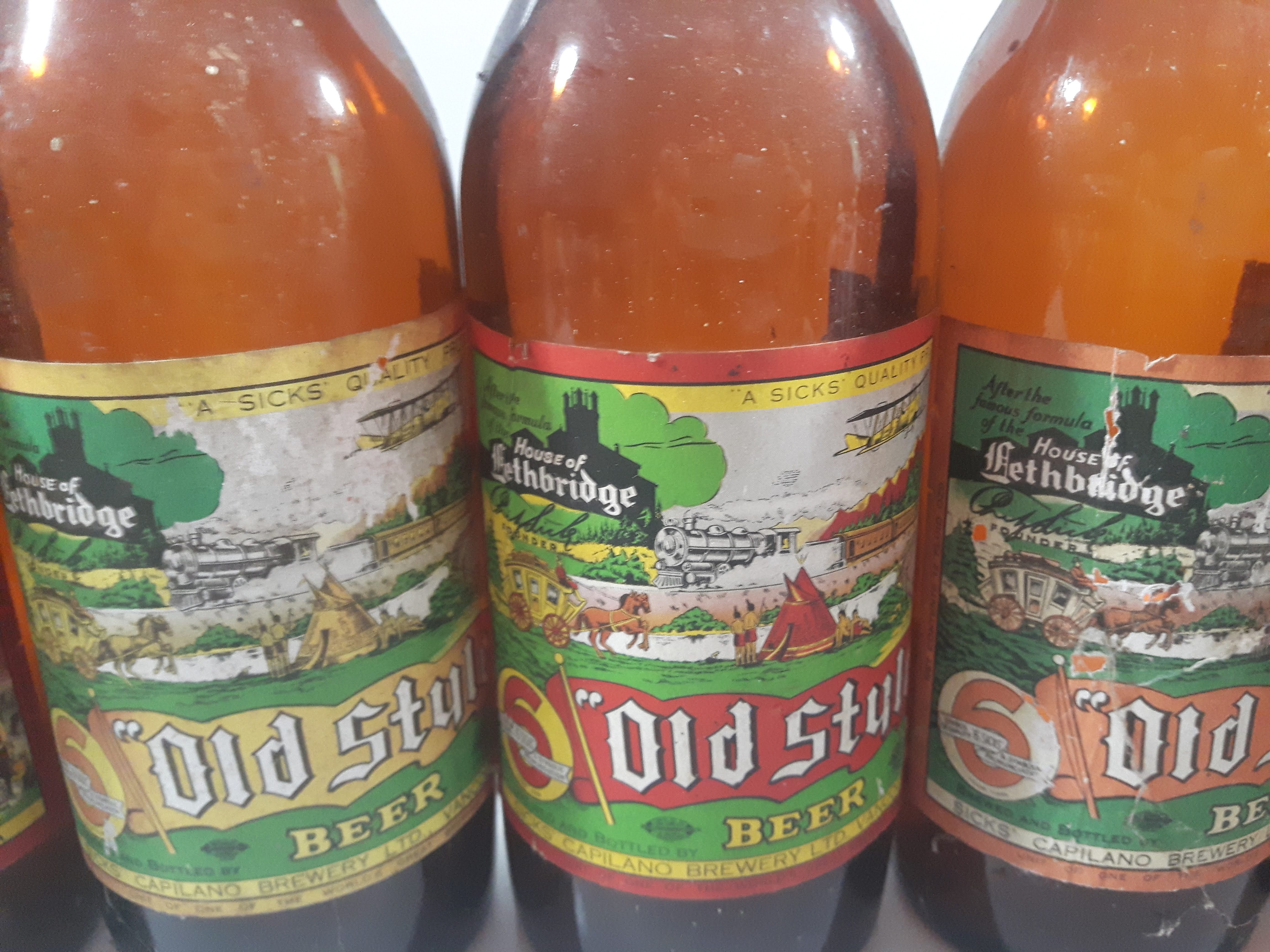 Vintage Set of 9 Capilano Brewery Vancouver Old Style Beer Amber Brown Glass Bottles 6