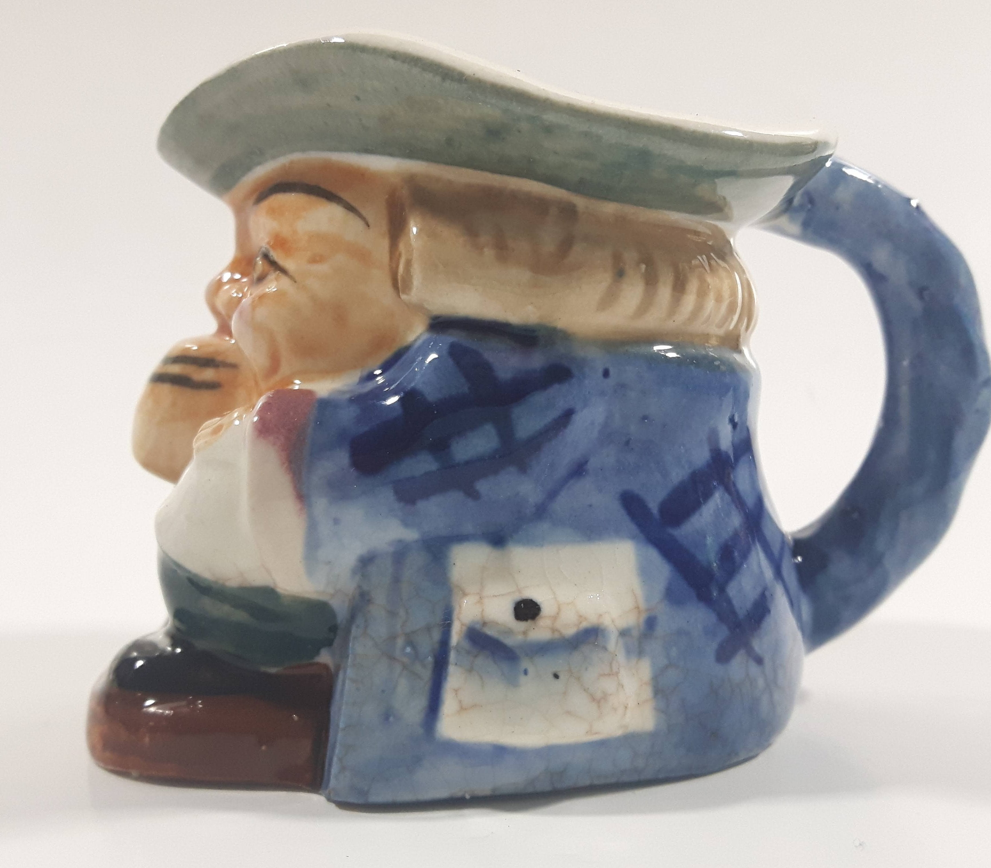Vintage Toby Style Face Head Hand Painted Ceramic Pottery Figurine Mug Cup 2 1/2" Tall 3