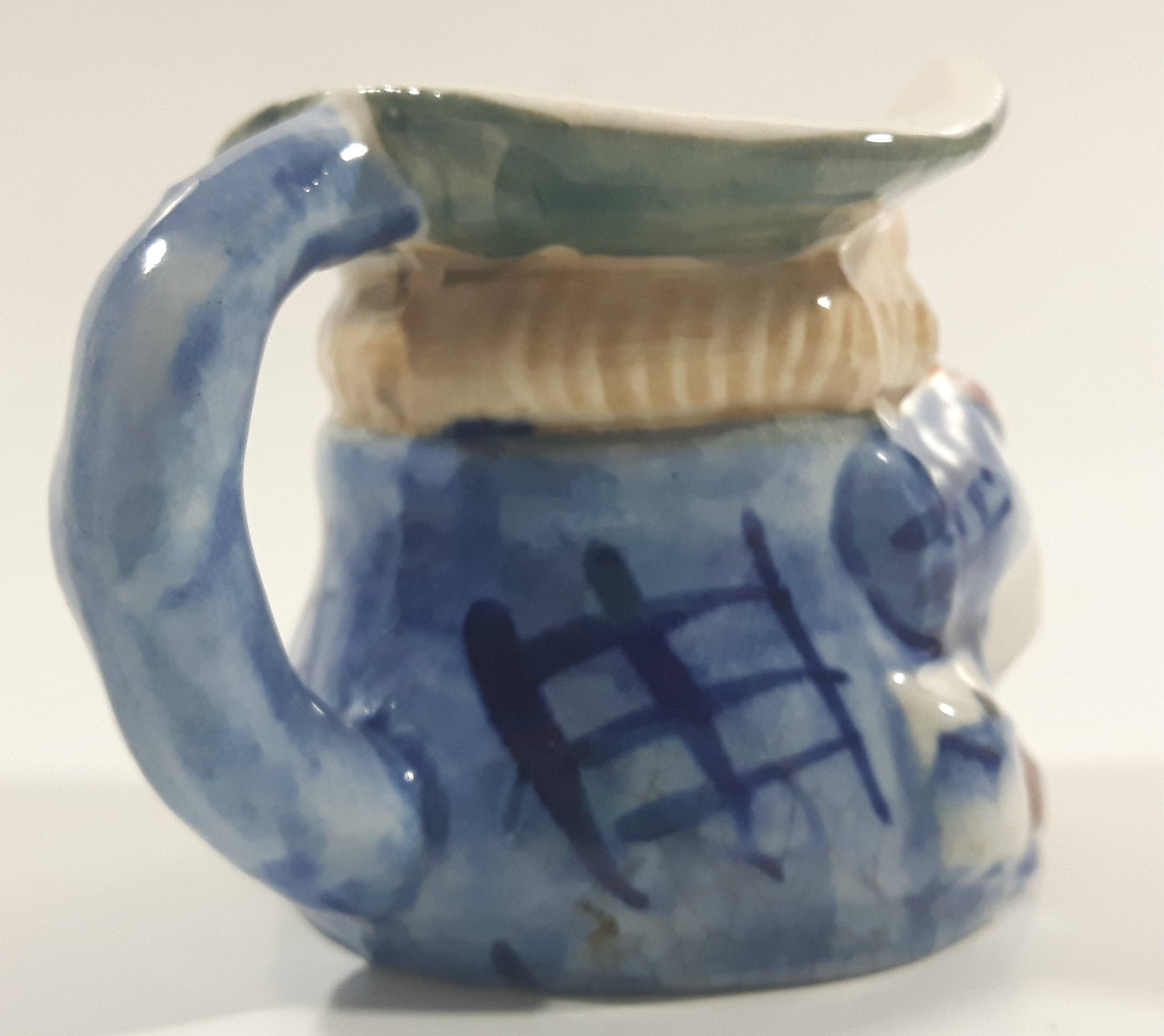 Vintage Toby Style Face Head Hand Painted Ceramic Pottery Figurine Mug Cup 2 1/2" Tall 6