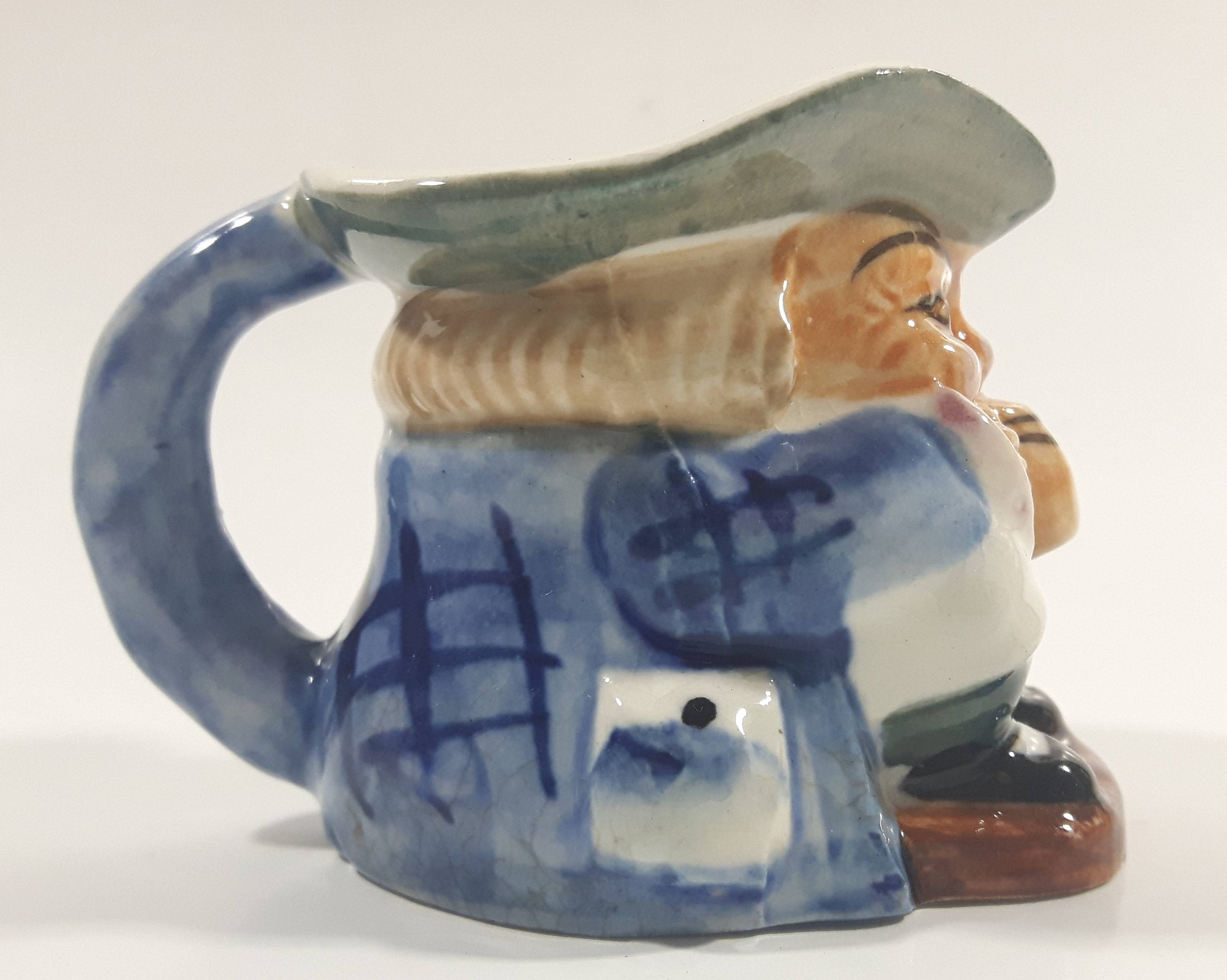 Vintage Toby Style Face Head Hand Painted Ceramic Pottery Figurine Mug Cup 2 1/2" Tall 7
