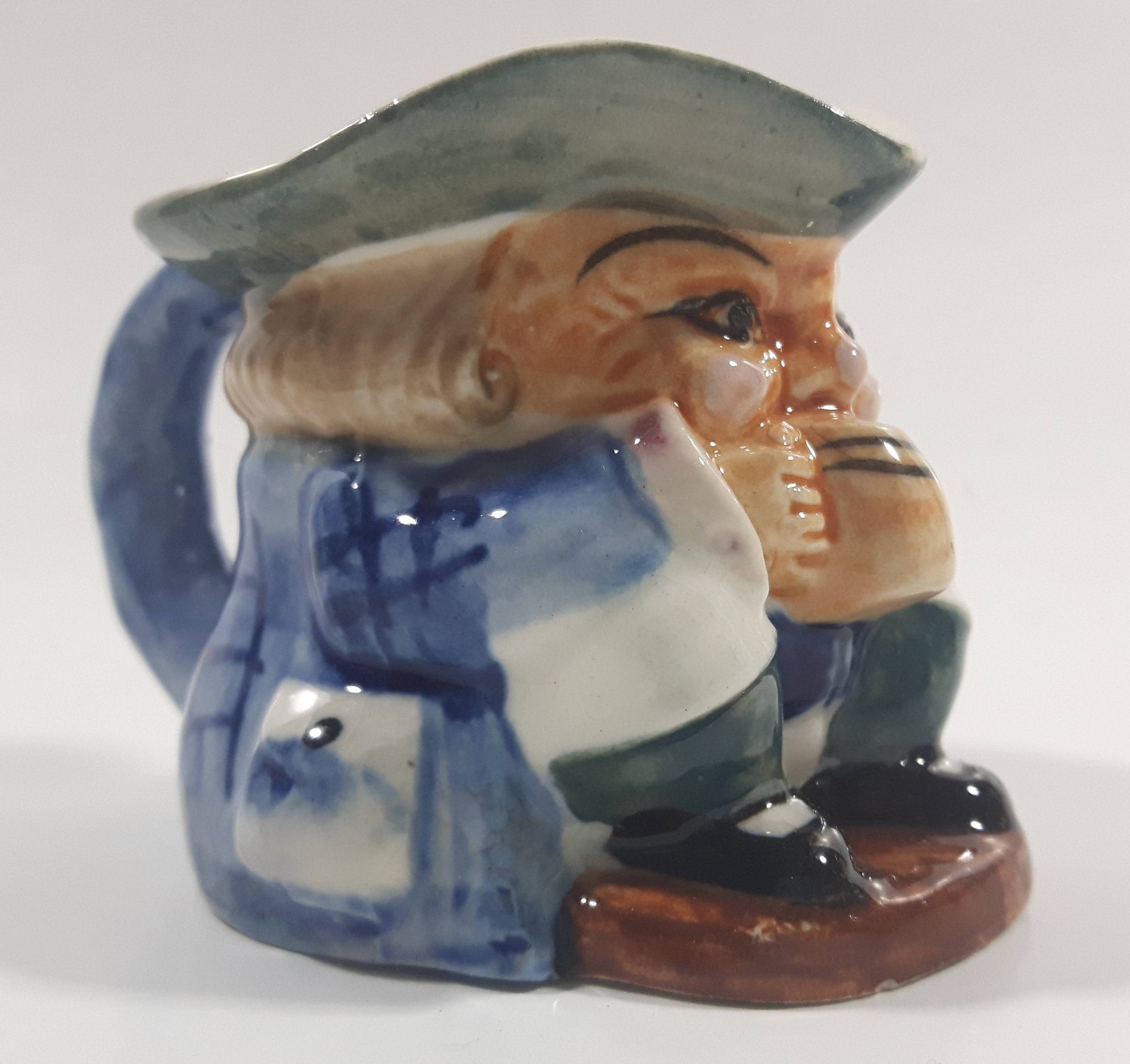 Vintage Toby Style Face Head Hand Painted Ceramic Pottery Figurine Mug Cup 2 1/2" Tall 8