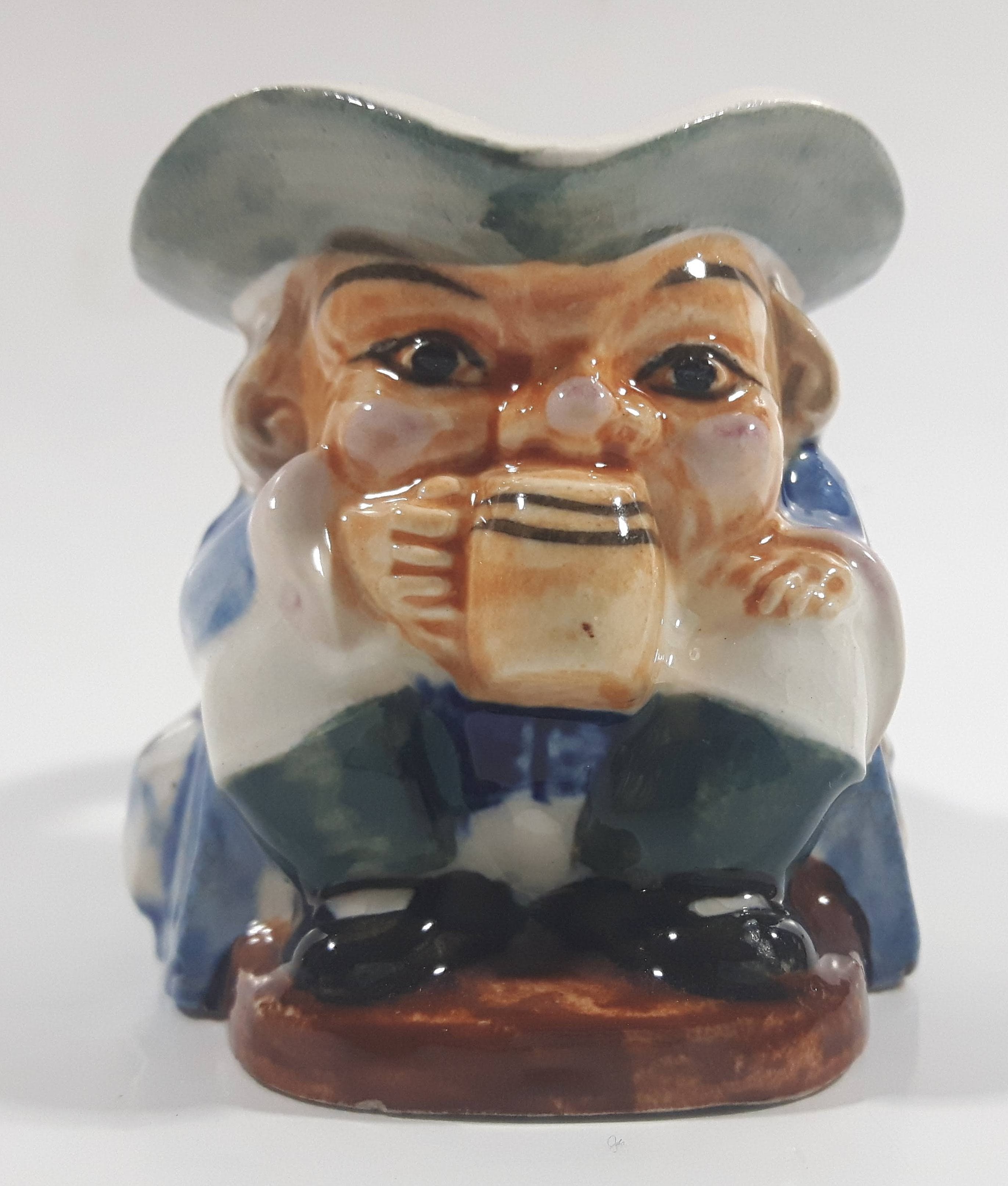 Vintage Toby Style Face Head Hand Painted Ceramic Pottery Figurine Mug Cup 2 1/2" Tall 9