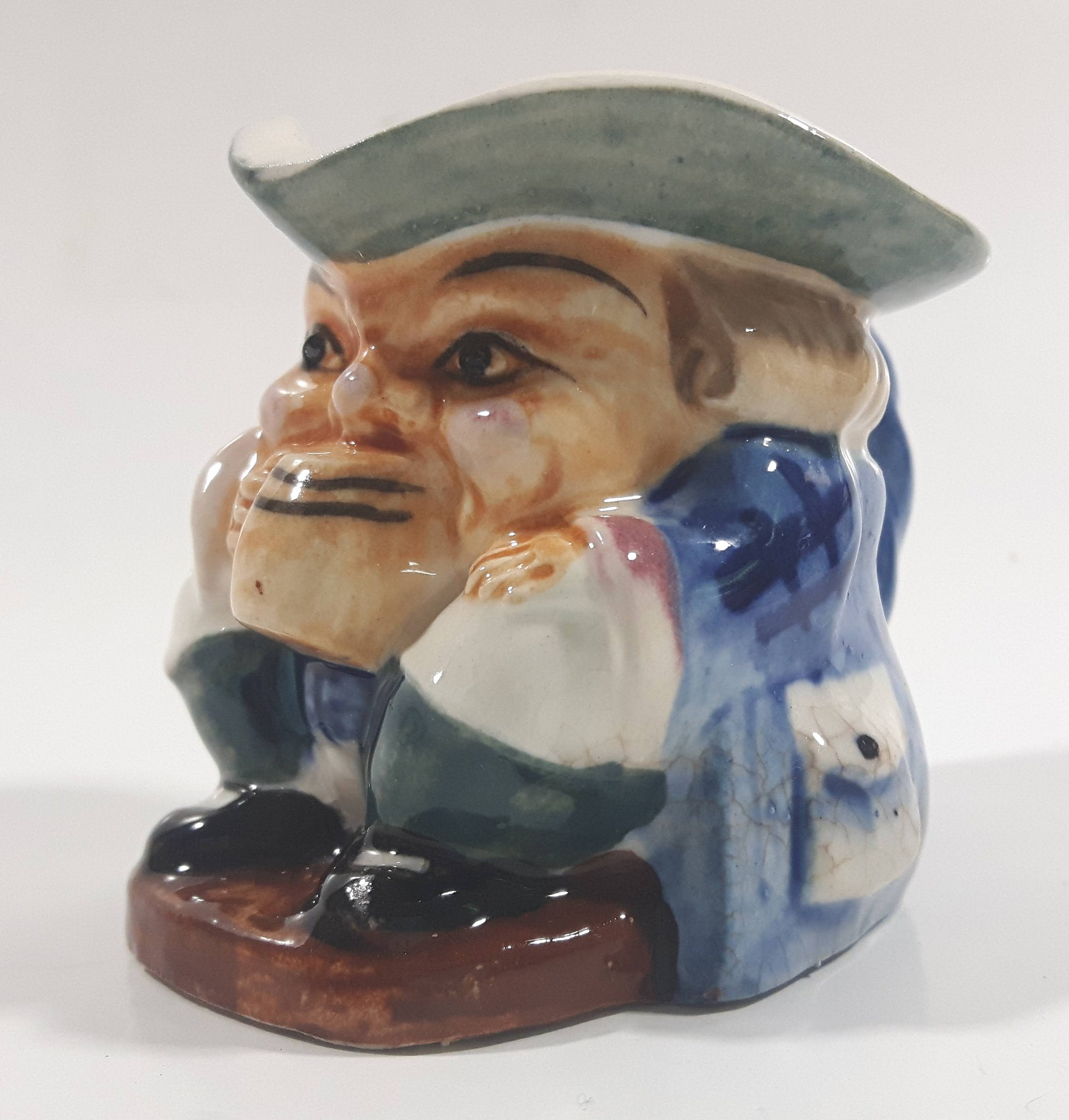 Vintage Toby Style Face Head Hand Painted Ceramic Pottery Figurine Mug Cup 2 1/2" Tall 10