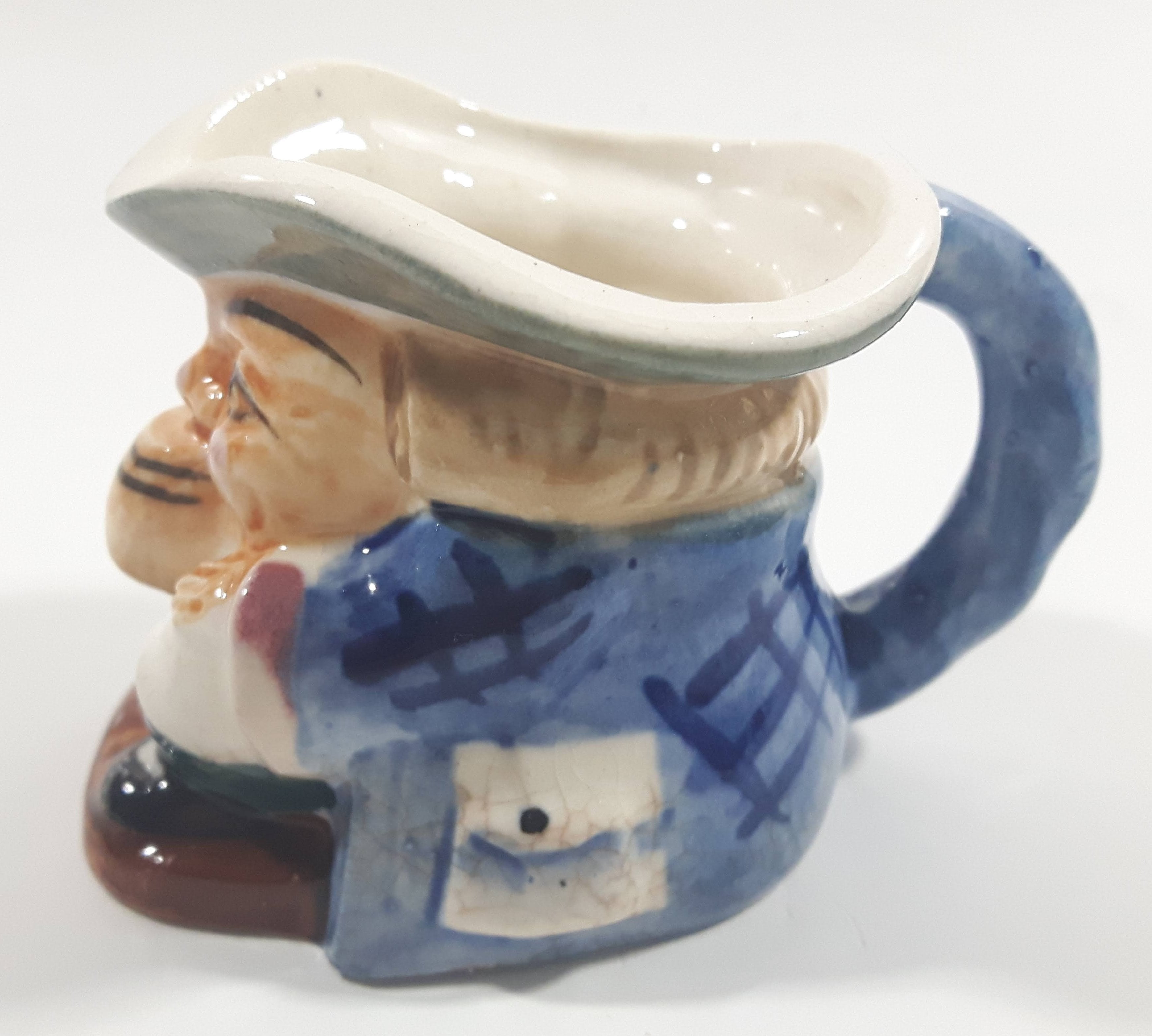 Vintage Toby Style Face Head Hand Painted Ceramic Pottery Figurine Mug Cup 2 1/2" Tall 11