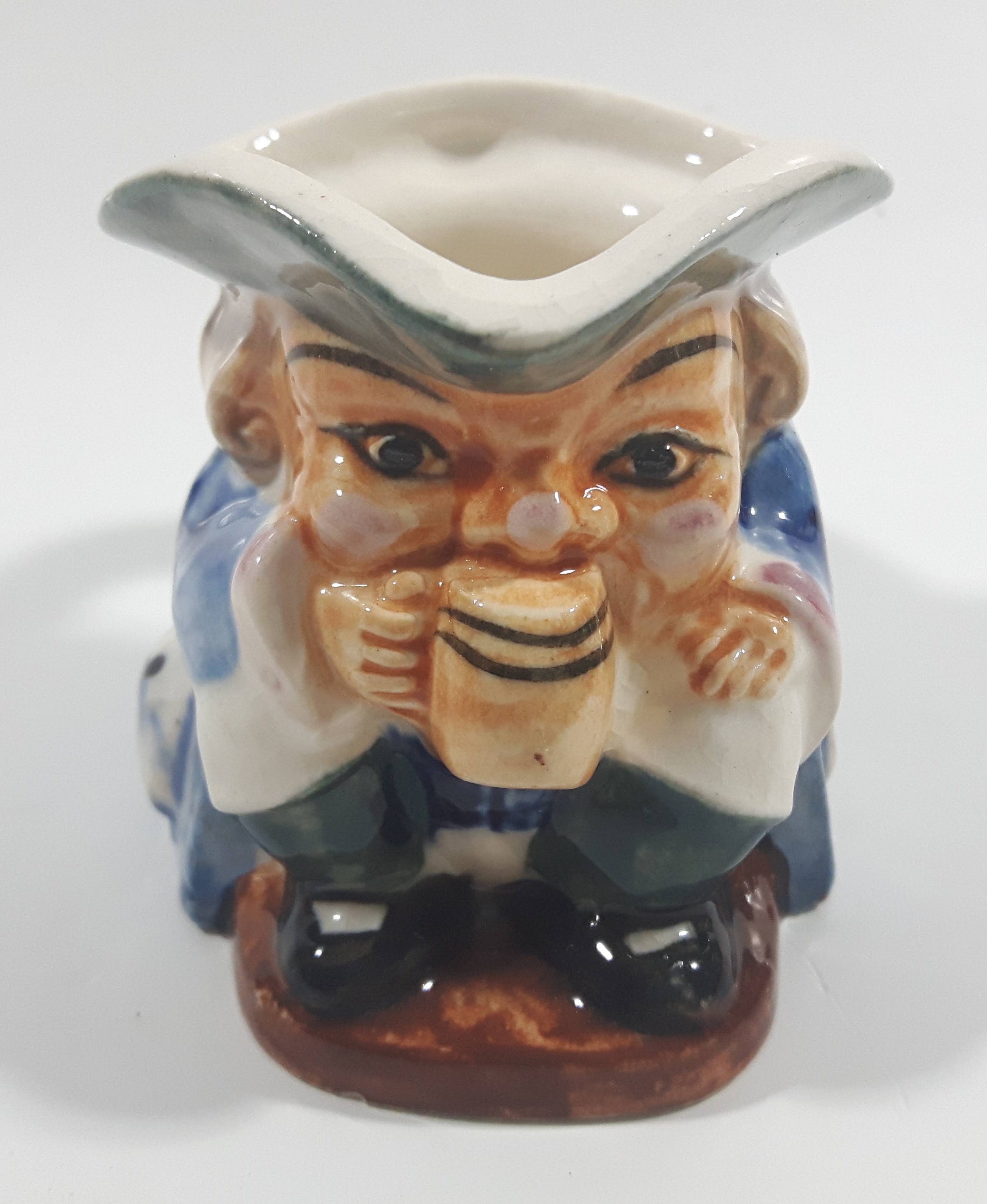Vintage Toby Style Face Head Hand Painted Ceramic Pottery Figurine Mug Cup 2 1/2" Tall 12