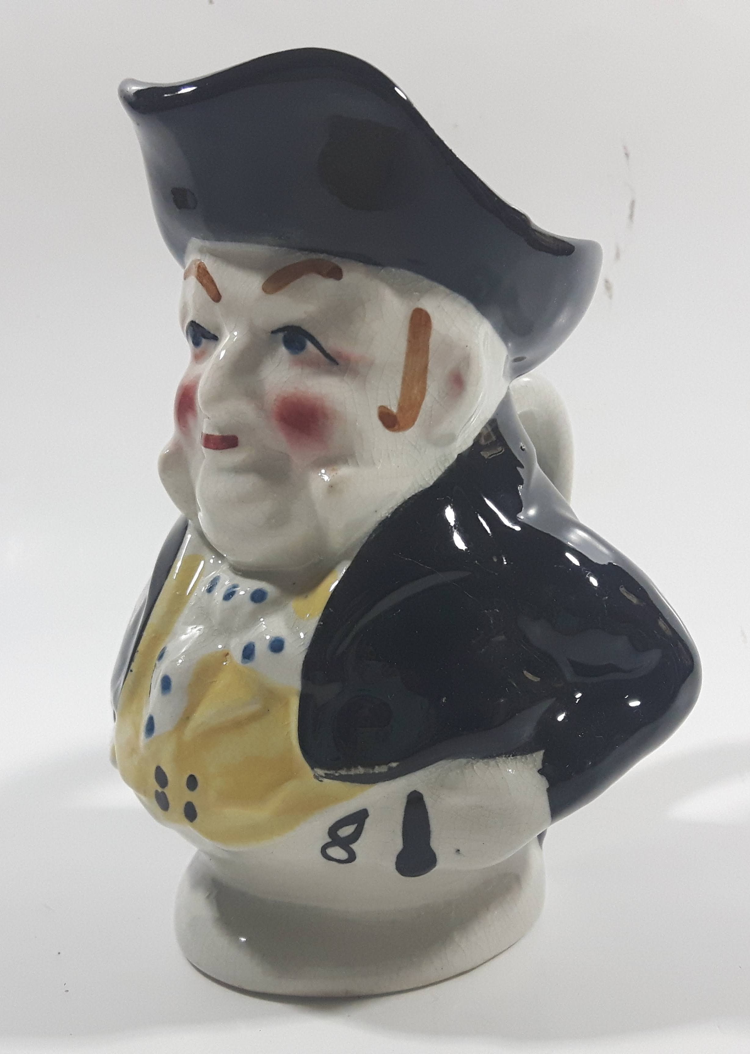 Vintage J Bull Toby Style Face Head Hand Painted Ceramic Pottery Figurine Jug Pitcher 5" Tall 2