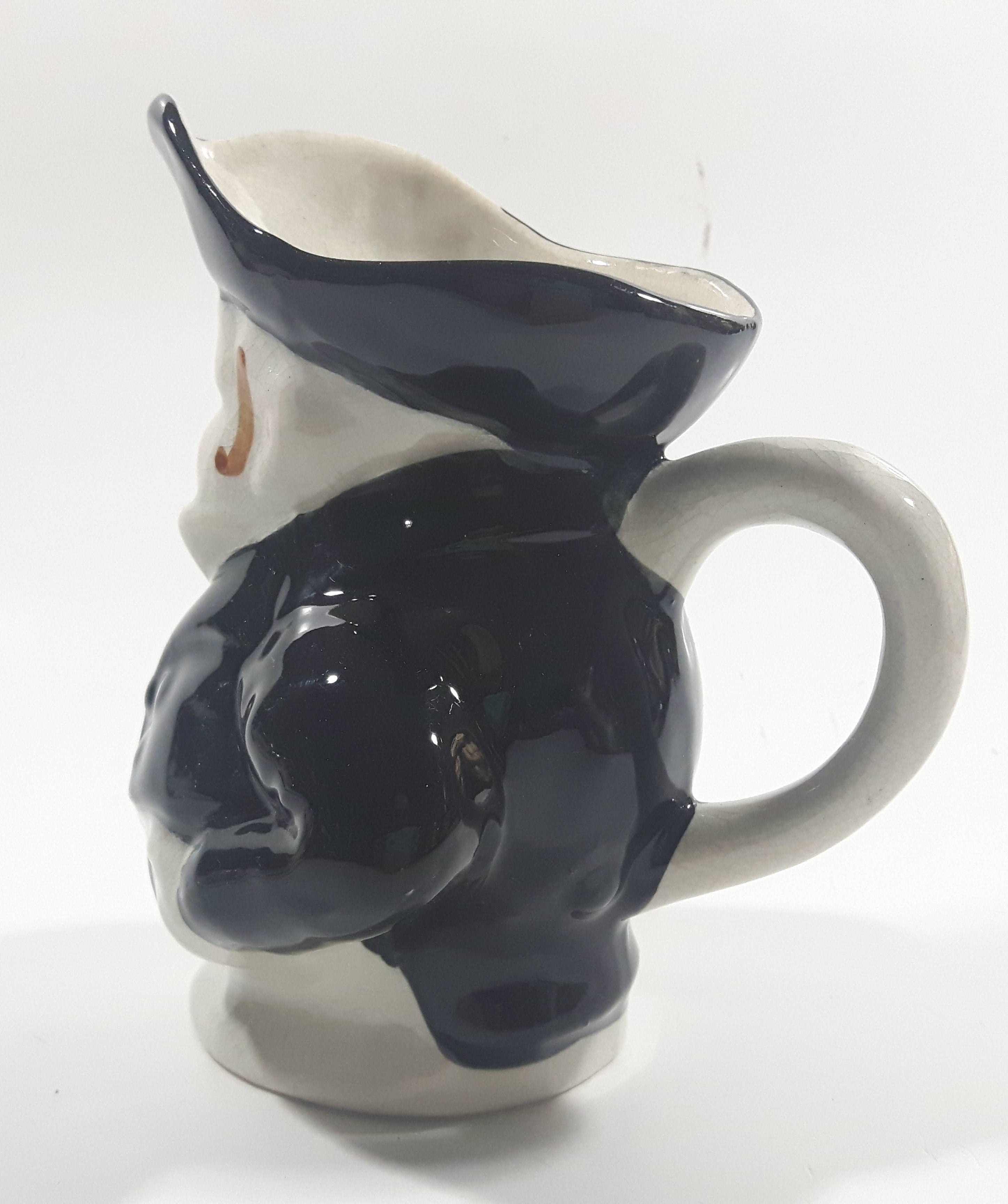 Vintage J Bull Toby Style Face Head Hand Painted Ceramic Pottery Figurine Jug Pitcher 5" Tall 4