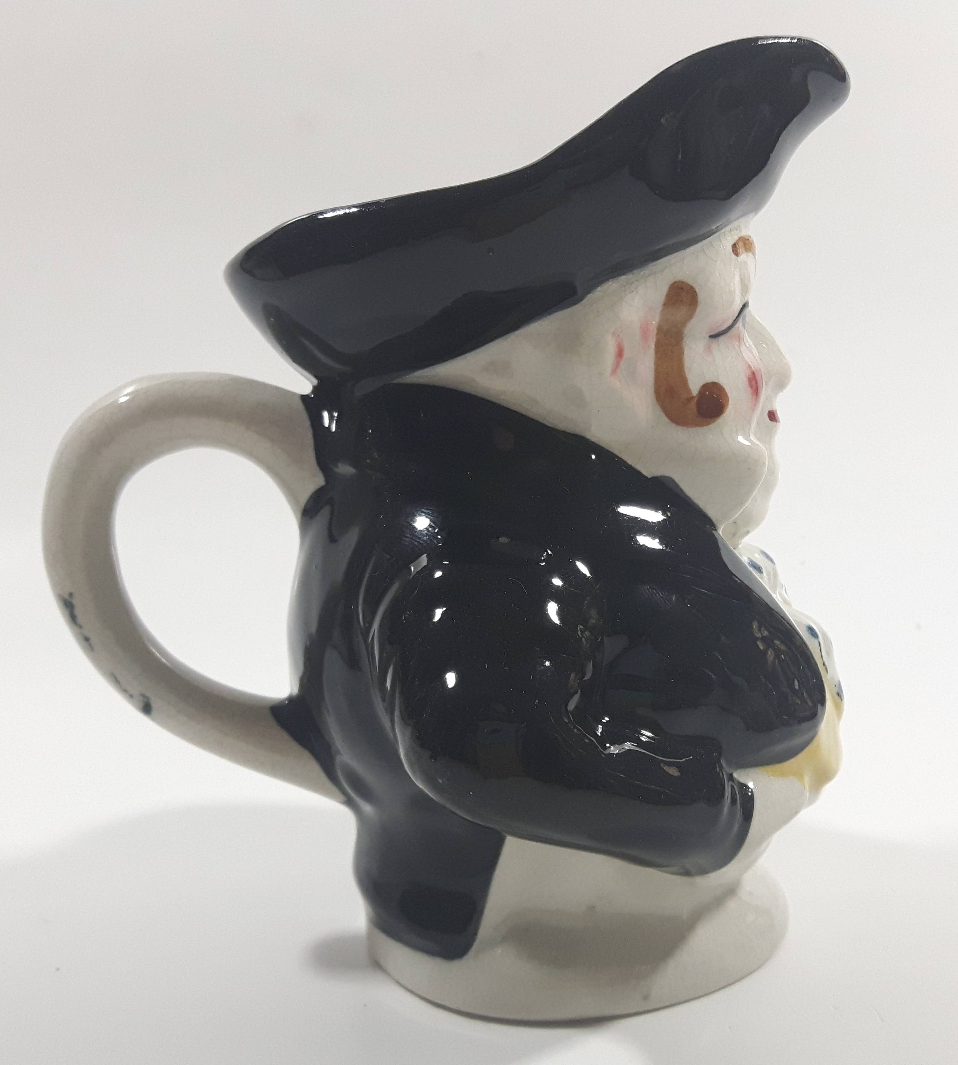 Vintage J Bull Toby Style Face Head Hand Painted Ceramic Pottery Figurine Jug Pitcher 5" Tall 7