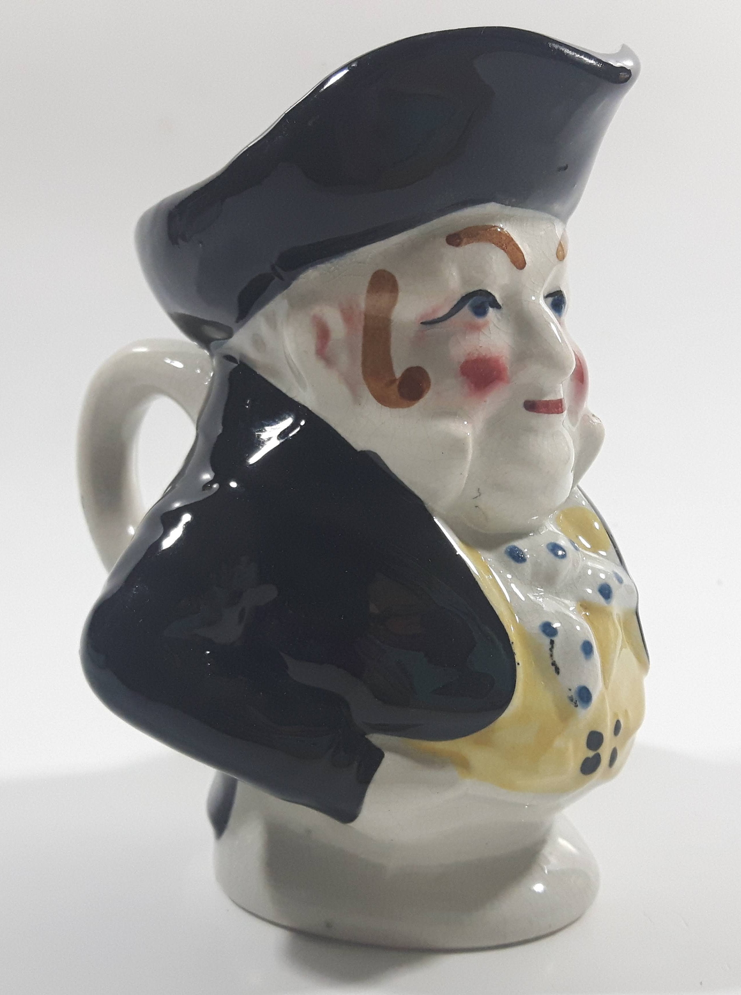 Vintage J Bull Toby Style Face Head Hand Painted Ceramic Pottery Figurine Jug Pitcher 5" Tall 8