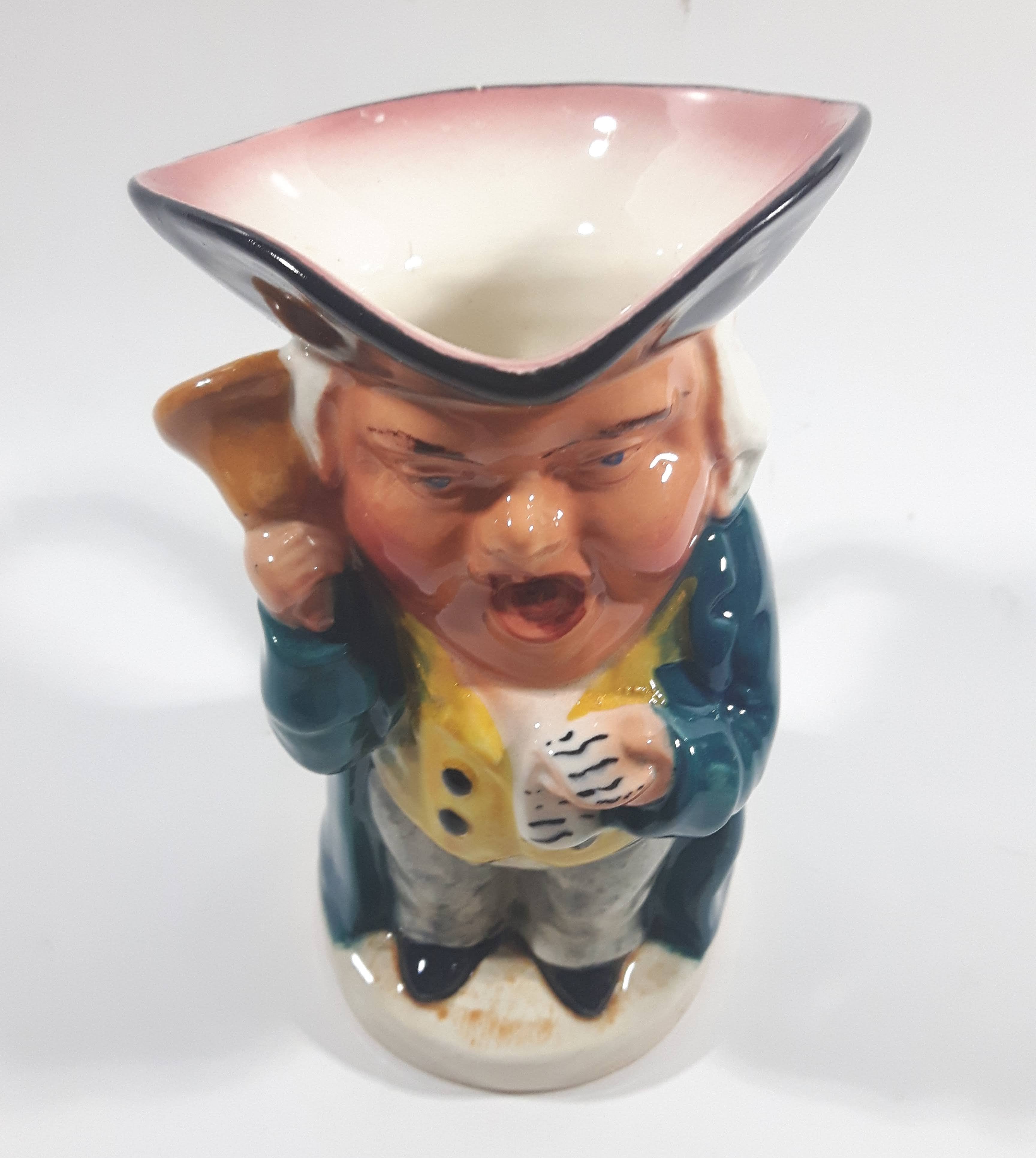 Vintage Burlington Ware Toby Style Oyez Town Cryer Hand Painted Ceramic Pottery Figurine Jug Pitcher 6" Tall Made in England 11