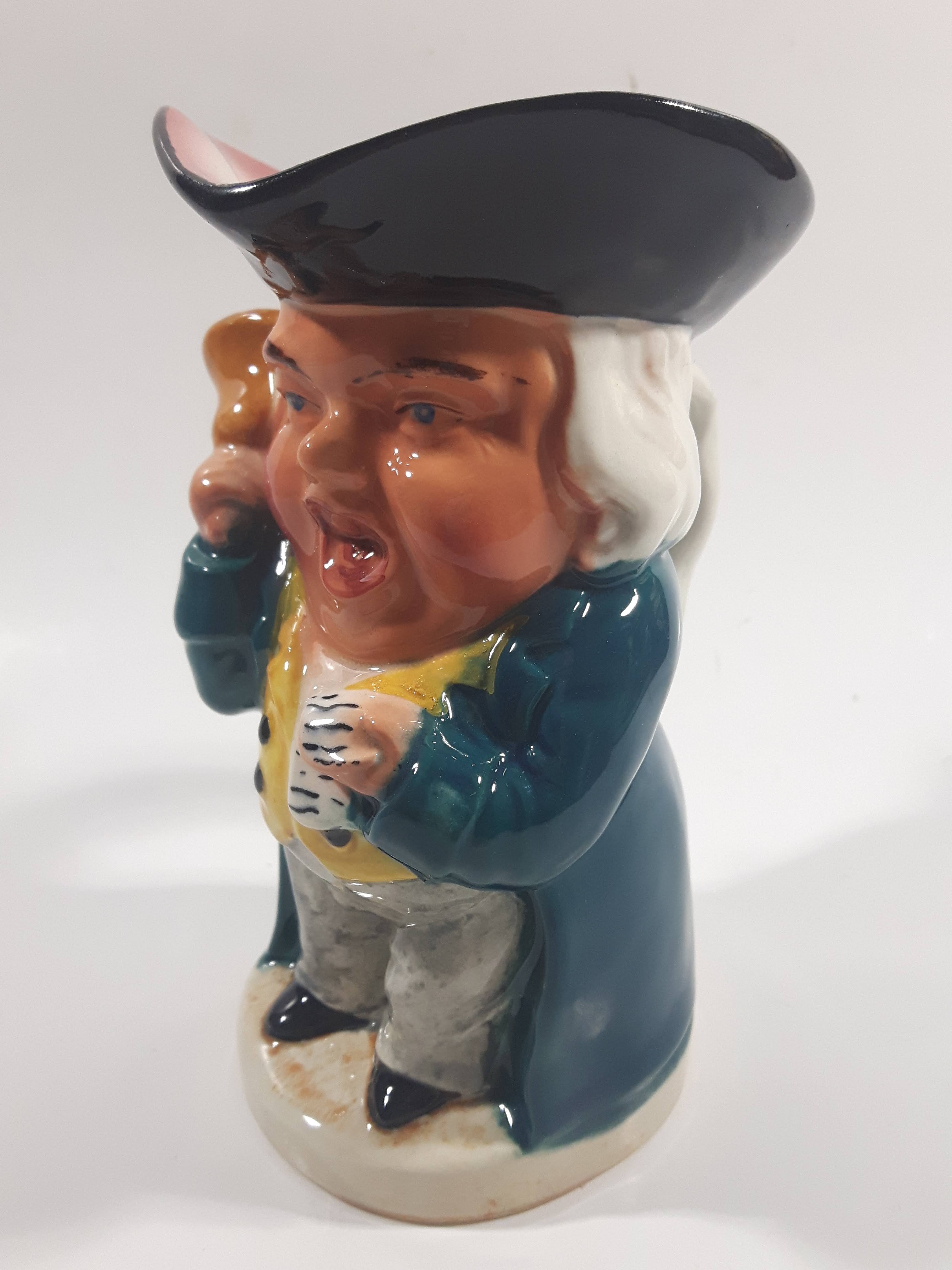 Vintage Burlington Ware Toby Style Oyez Town Cryer Hand Painted Ceramic Pottery Figurine Jug Pitcher 6" Tall Made in England 2