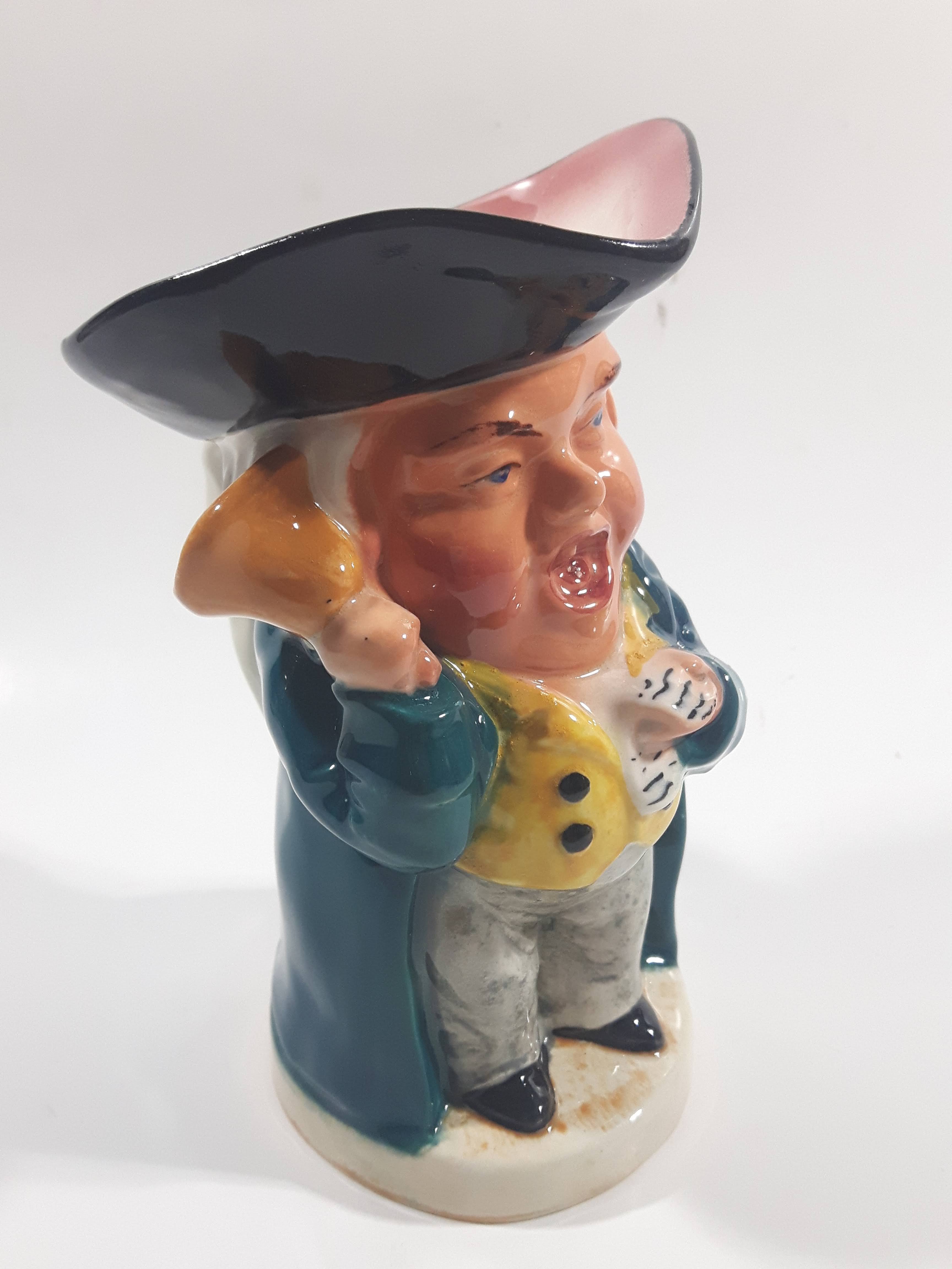 Vintage Burlington Ware Toby Style Oyez Town Cryer Hand Painted Ceramic Pottery Figurine Jug Pitcher 6" Tall Made in England 8