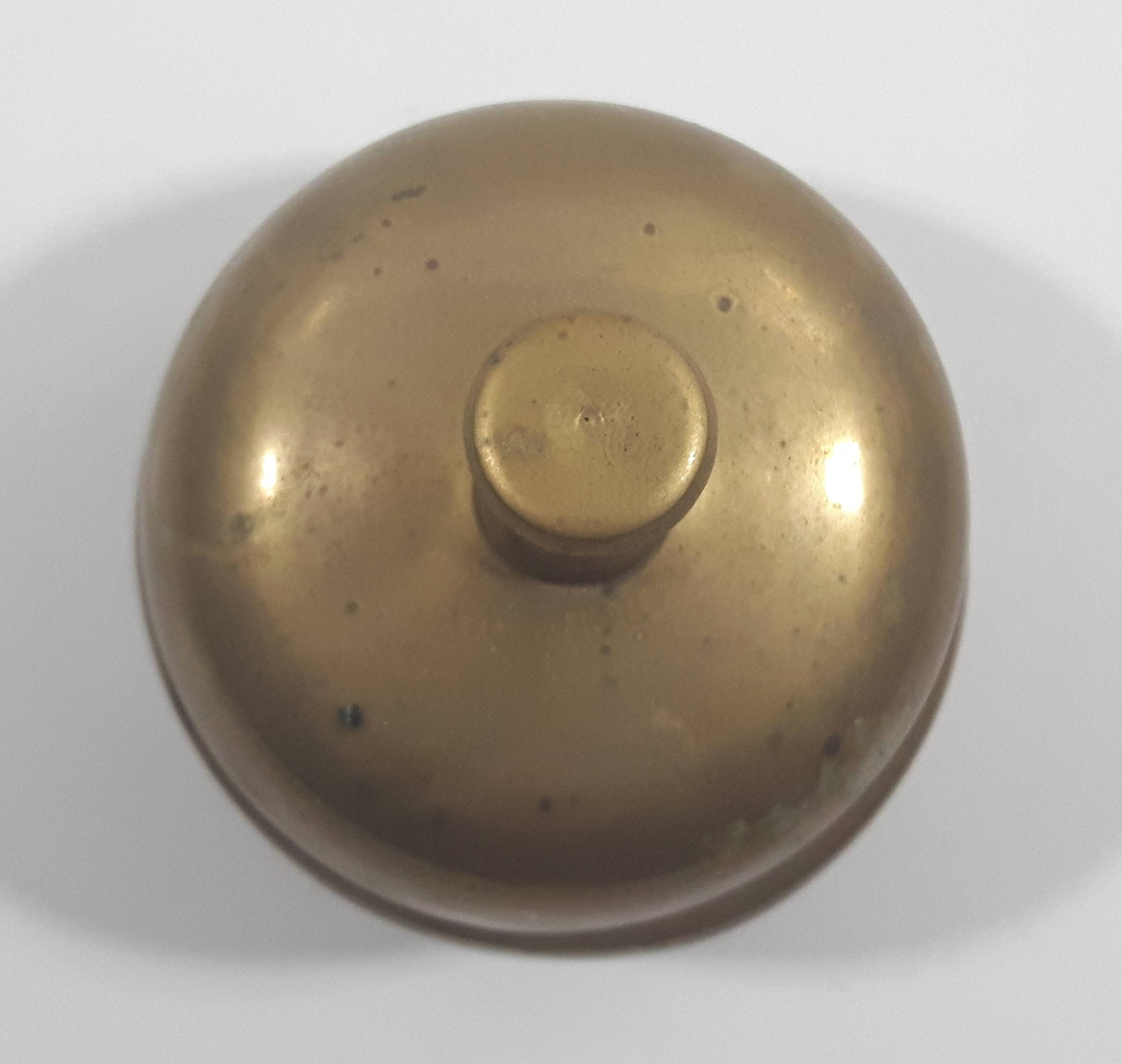Antique Hotel Front Desk Customer Service Heavy Brass Counter Top Bell 3 5/8" Diameter 3