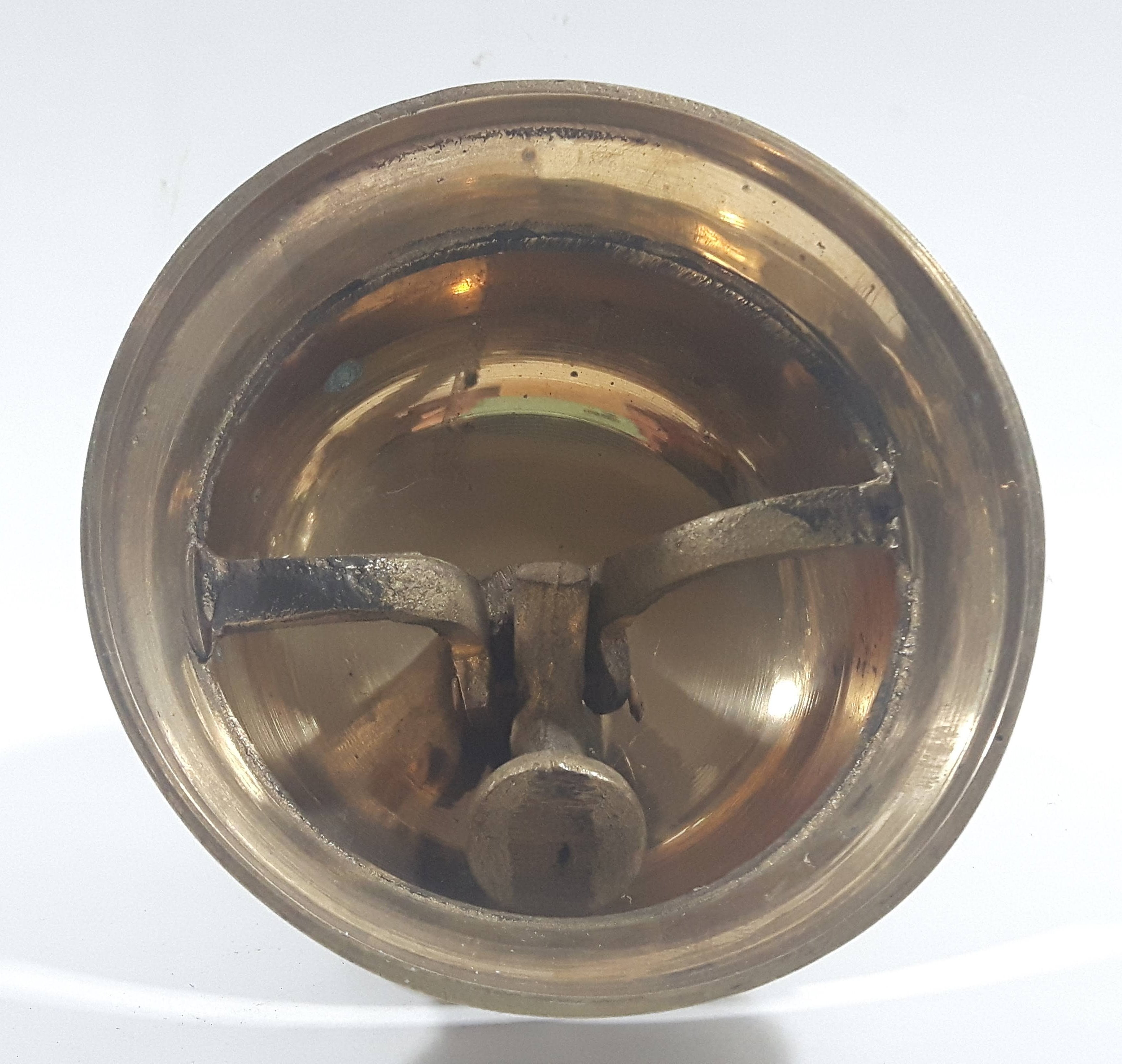 Antique Hotel Front Desk Customer Service Heavy Brass Counter Top Bell 3 5/8" Diameter 13
