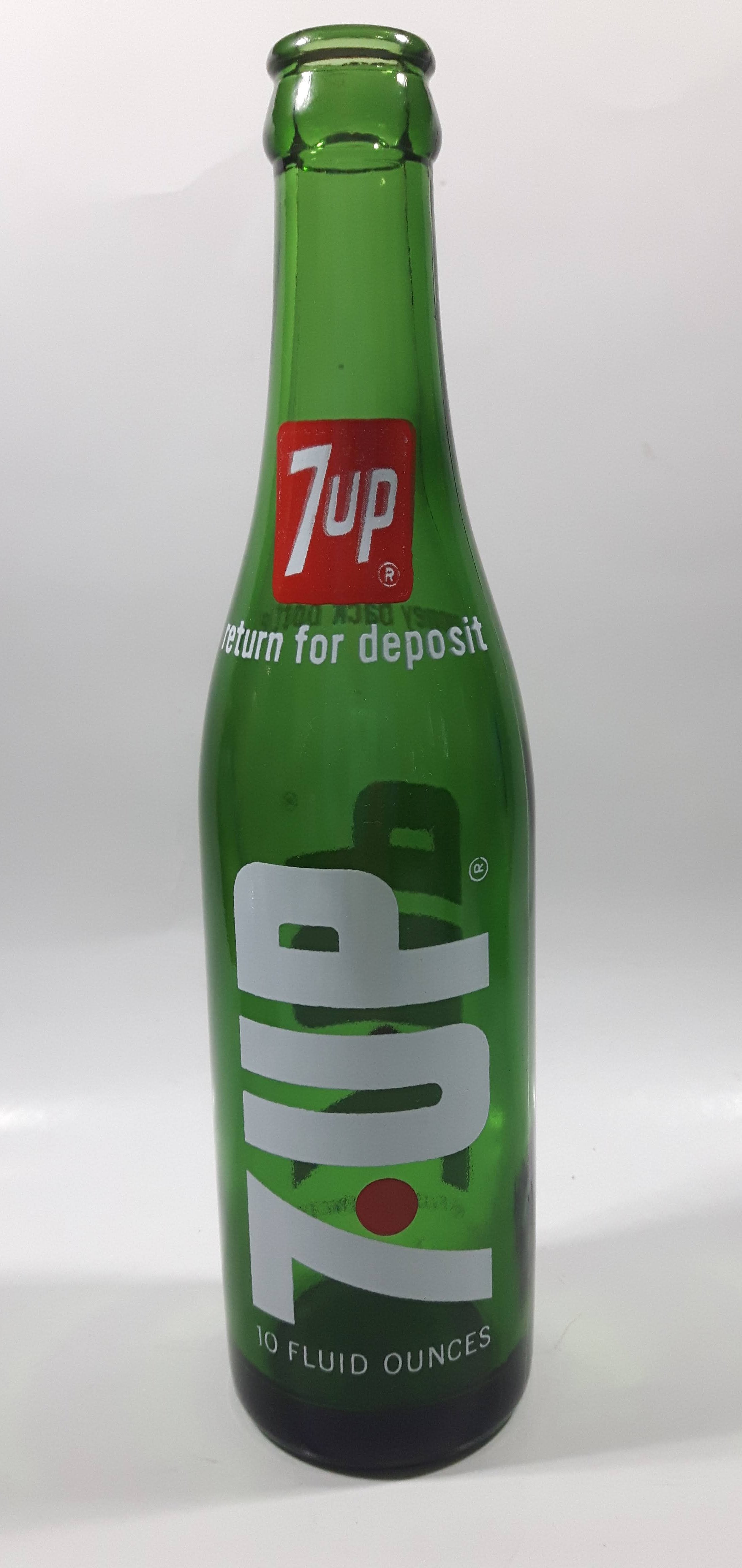 Vintage 7up Money Back Bottle 10 Fluid Ounces Green Glass Bottle 3589 5