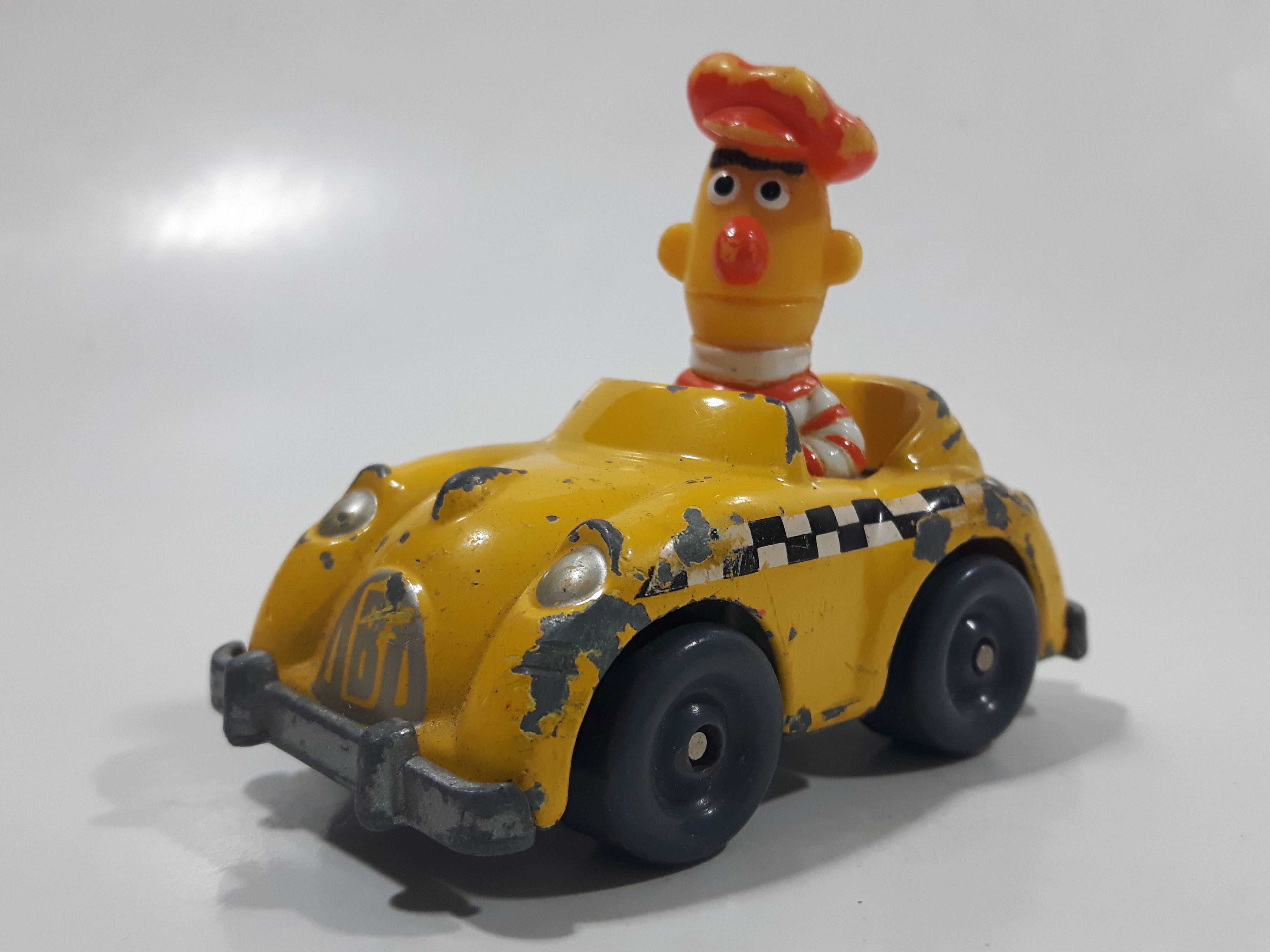1981 1983 Playskool The Muppets Sesame Street Bert Taxi Cab Driver Yellow Die Cast Toy Car Vehicle 1