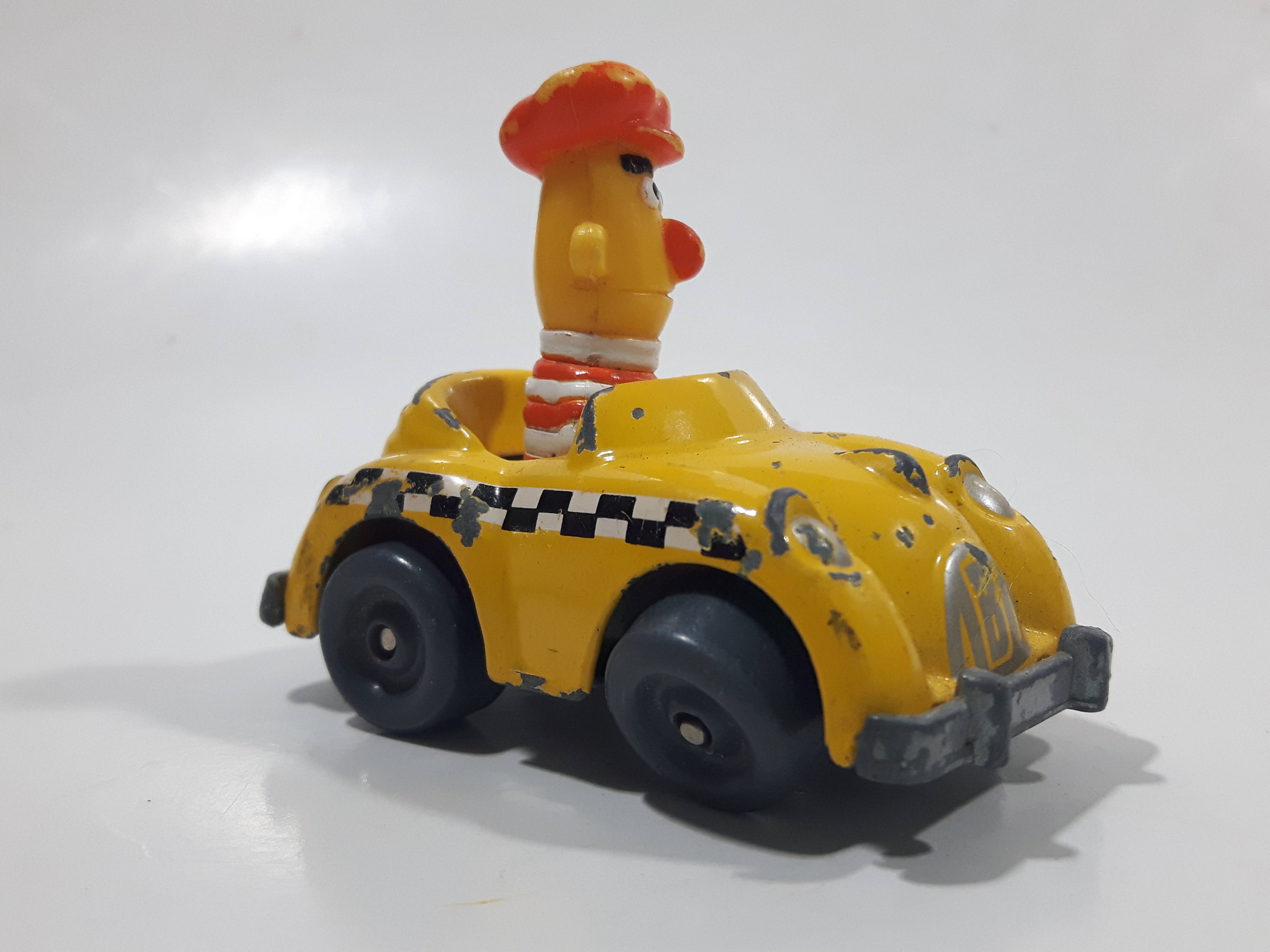 1981 1983 Playskool The Muppets Sesame Street Bert Taxi Cab Driver Yellow Die Cast Toy Car Vehicle 3