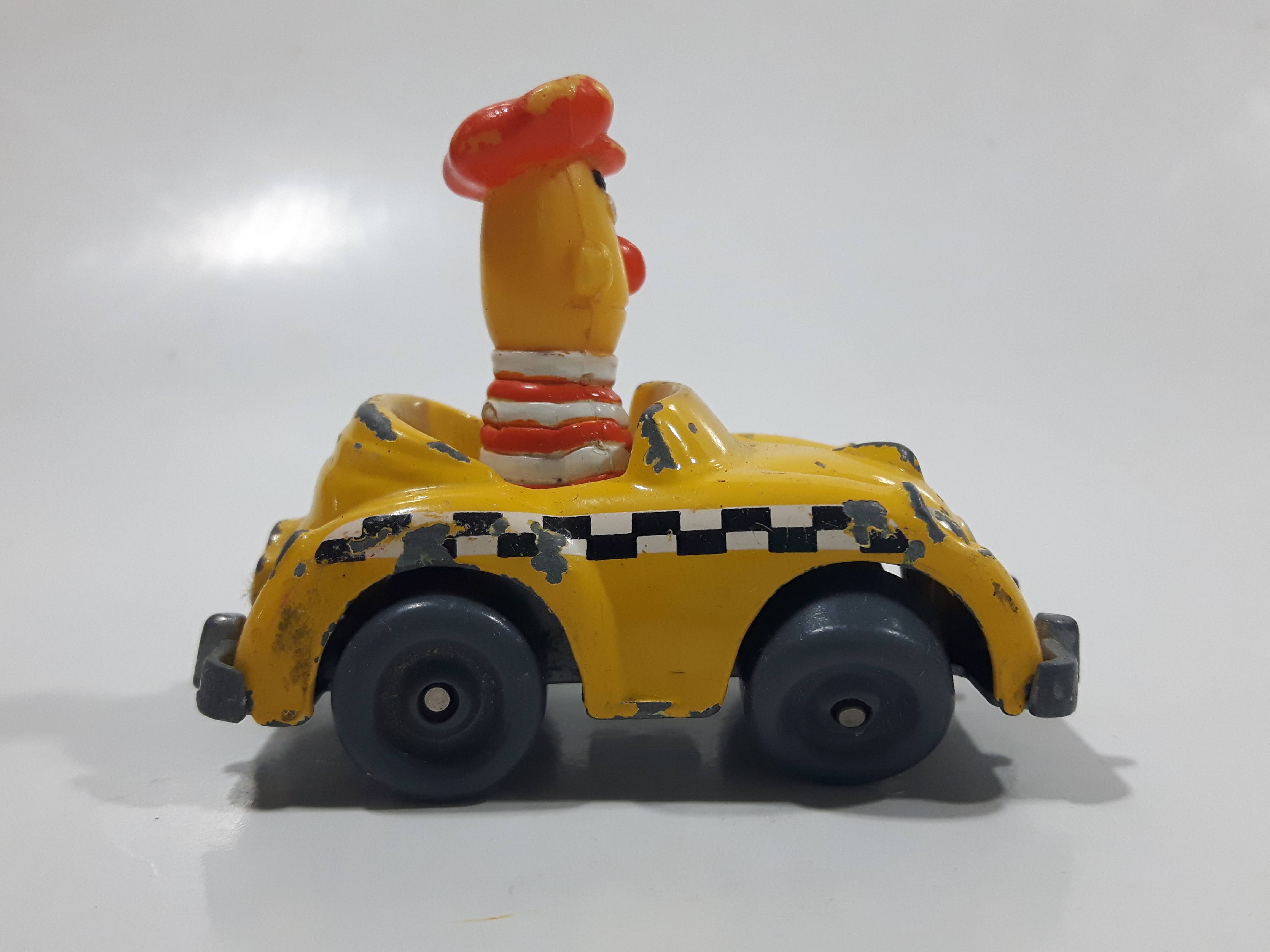 1981 1983 Playskool The Muppets Sesame Street Bert Taxi Cab Driver Yellow Die Cast Toy Car Vehicle 4