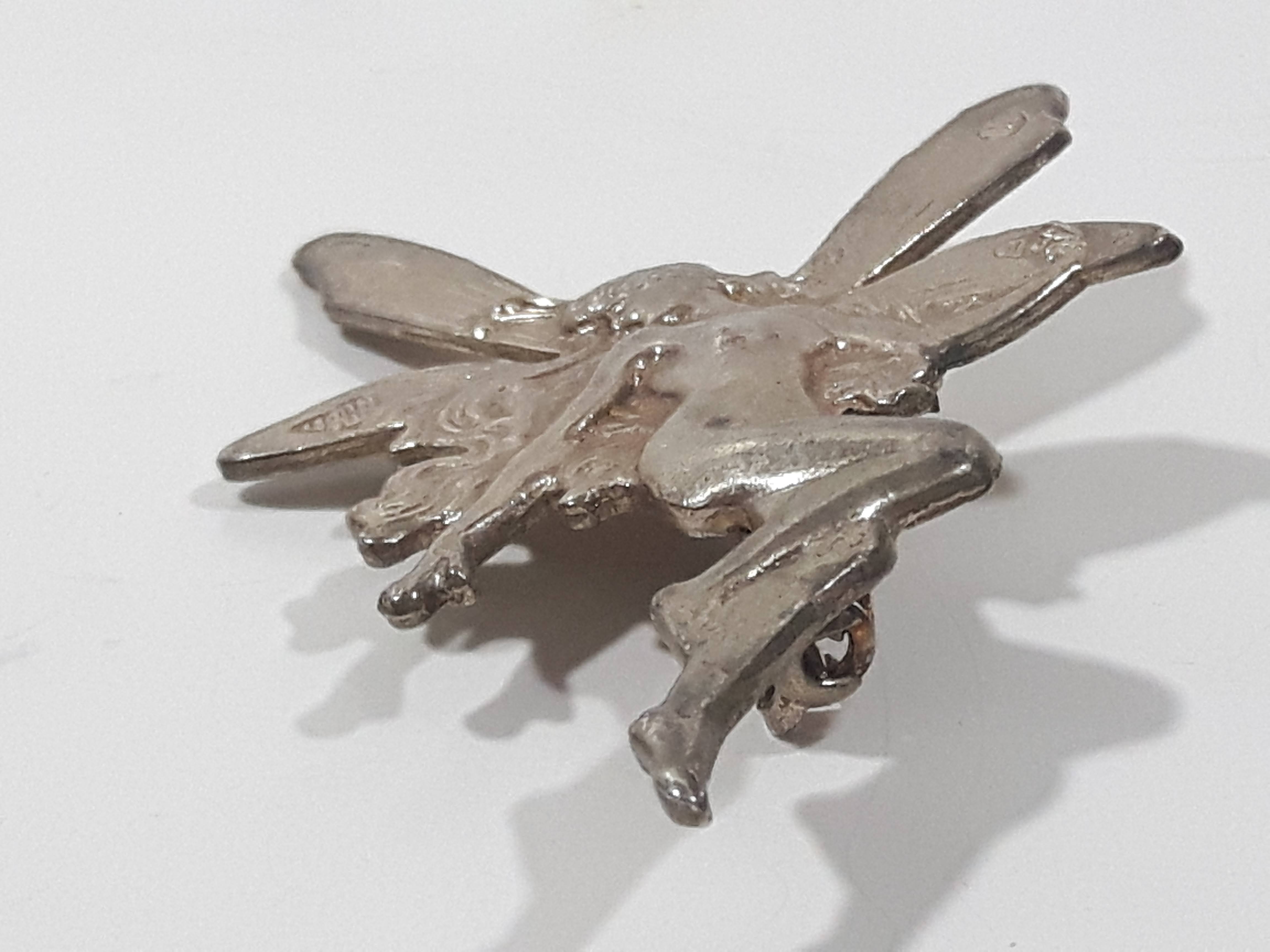 Vintage Nude Fairy 2 1/4" Sterling Silver Style Metal Brooch Pin No Markings 2