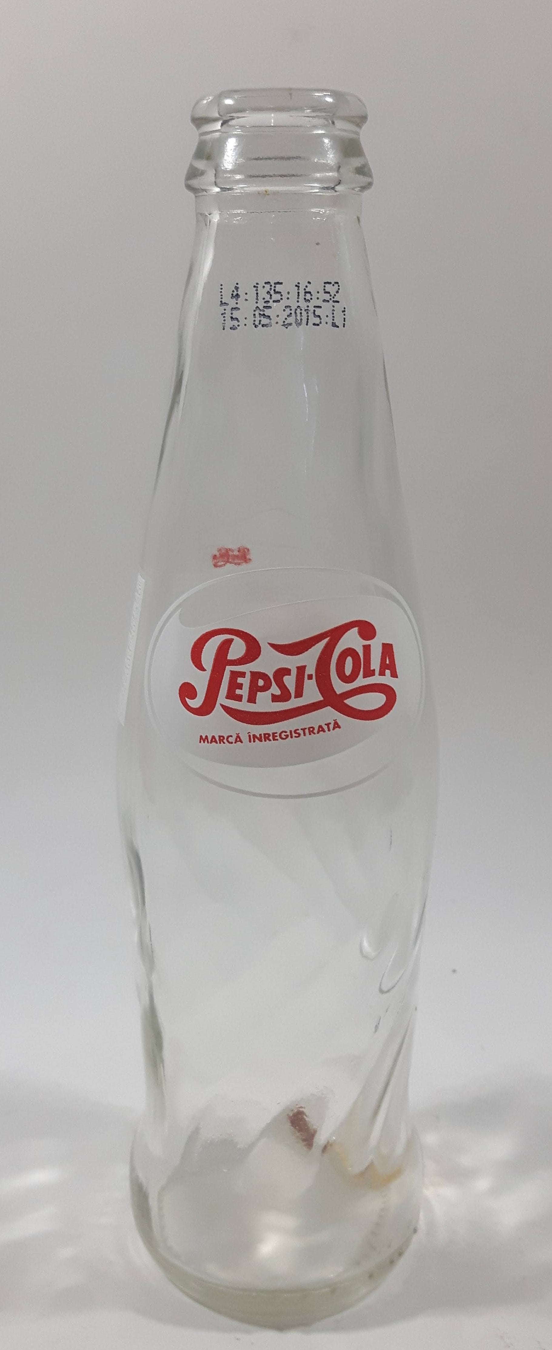 Vintage Style Pepsi-Cola Marca Inregistrata 250 mL 8" Tall Clear Glass Soda Pop Bottle Romania