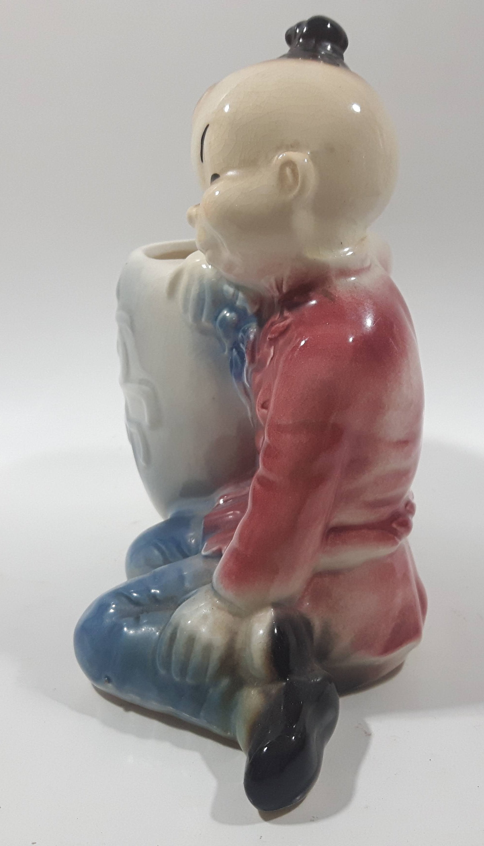Antique Royal Copley Asian Boy Porcelain Planter 3