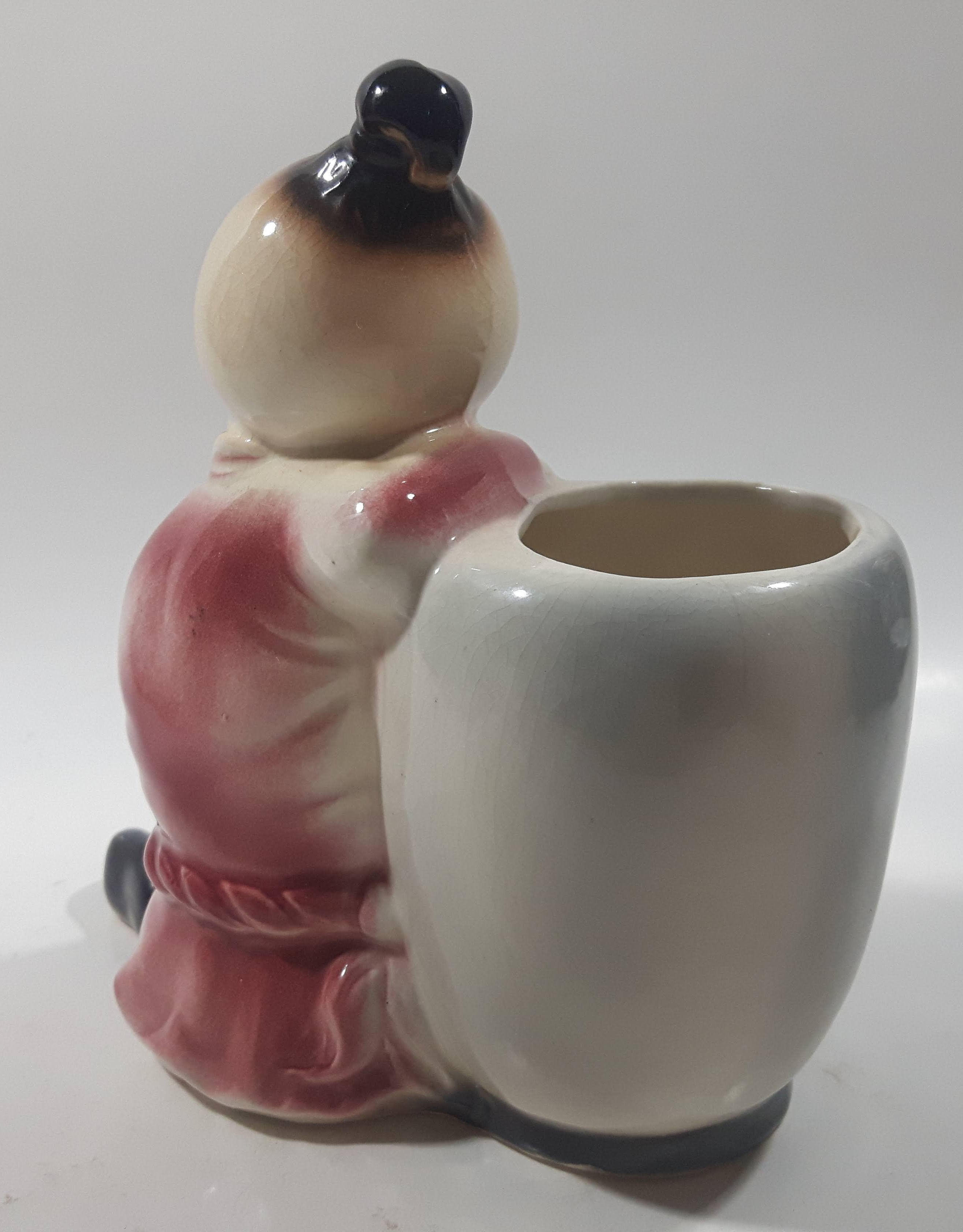 Antique Royal Copley Asian Boy Porcelain Planter 6