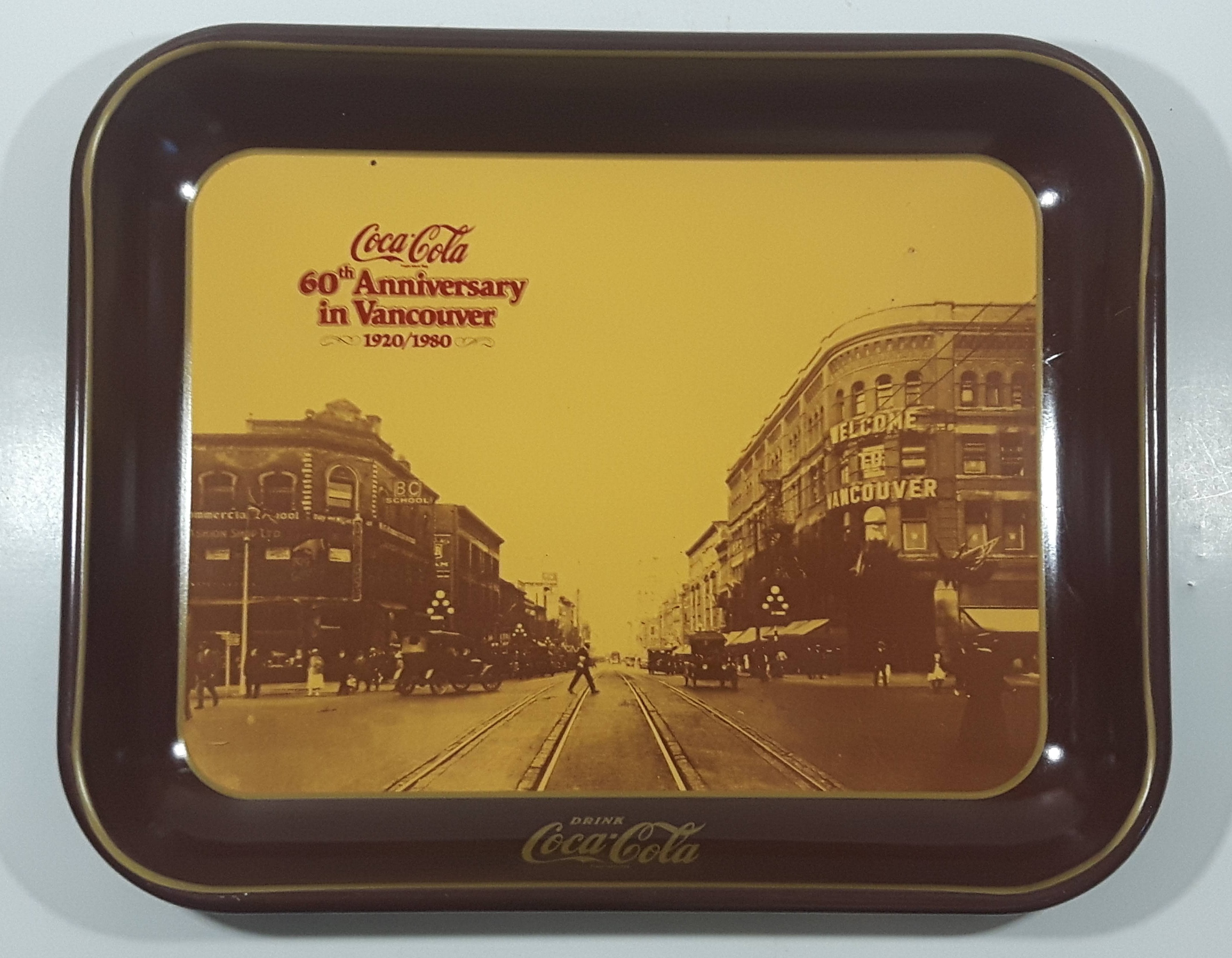 Vintage 1980 60th Anniversary of Coca-Cola in Vancouver 1920-1980 Georgia Street Official Tray