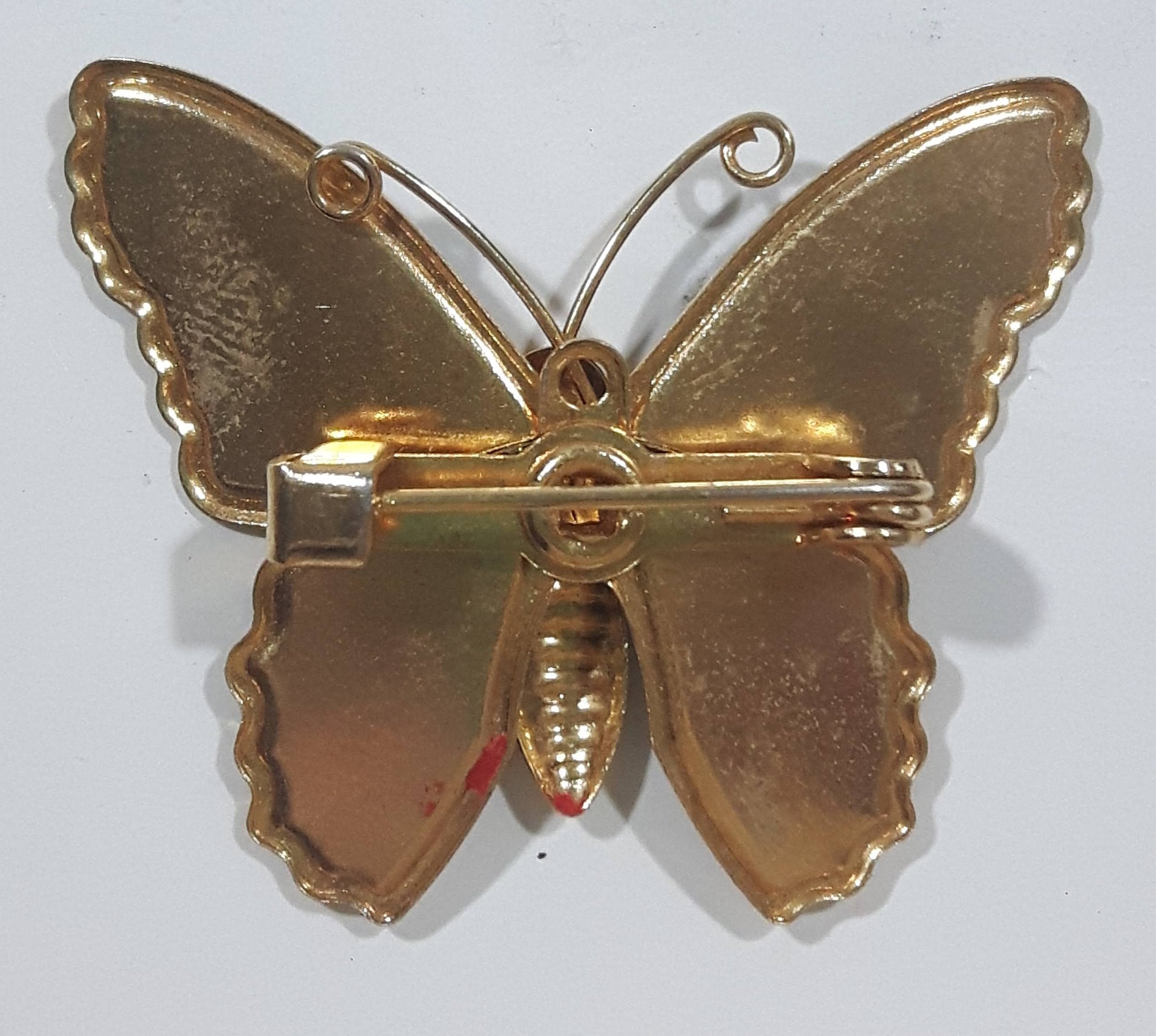 Butterfly Dark Purple Pink Glitter Metal Brooch Pin 2