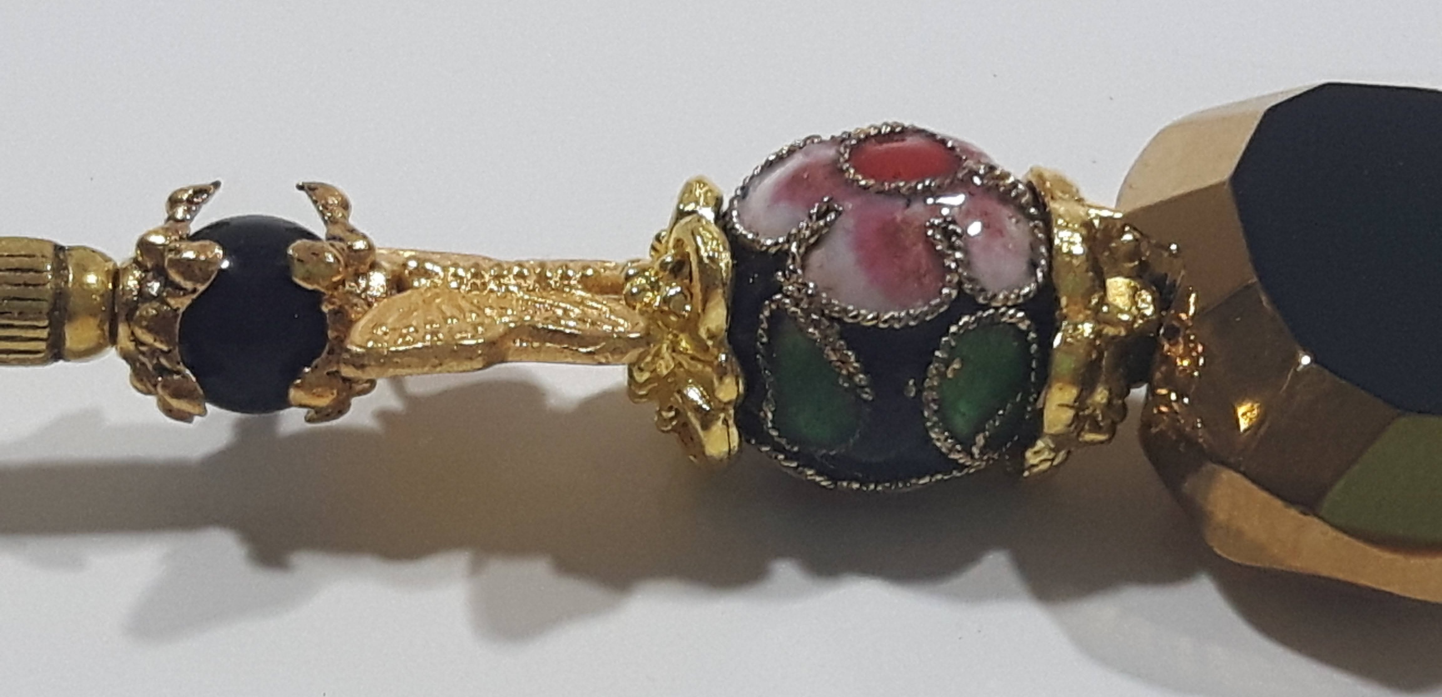Vintage Butterfly Plastic Heart and Flower Themed Cloisonne Hat Golden Tone Metal Stick Pin 5