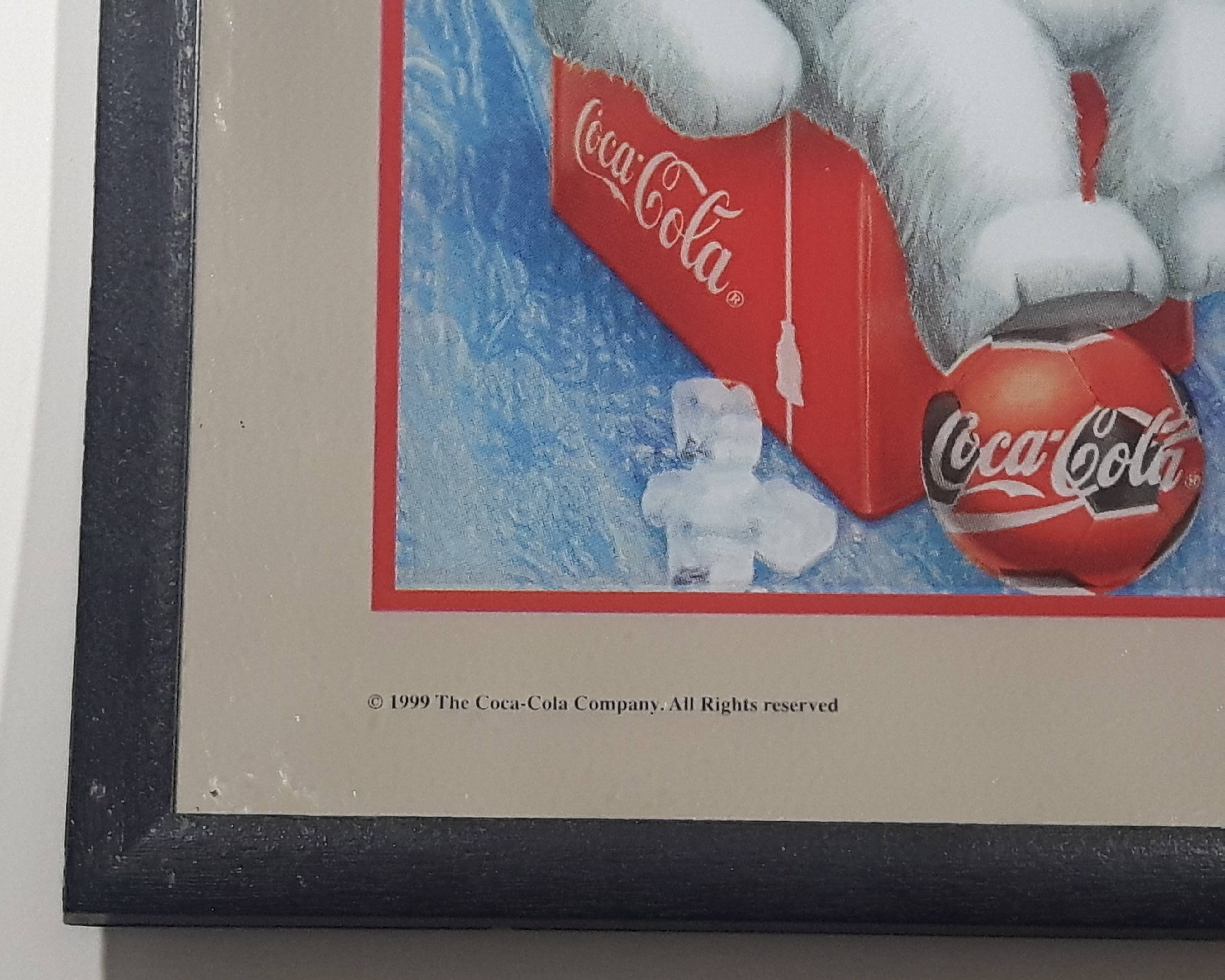 1999 Coca Cola Polar Bear 9" x 12 1/2" Glass Mirror Sign 2