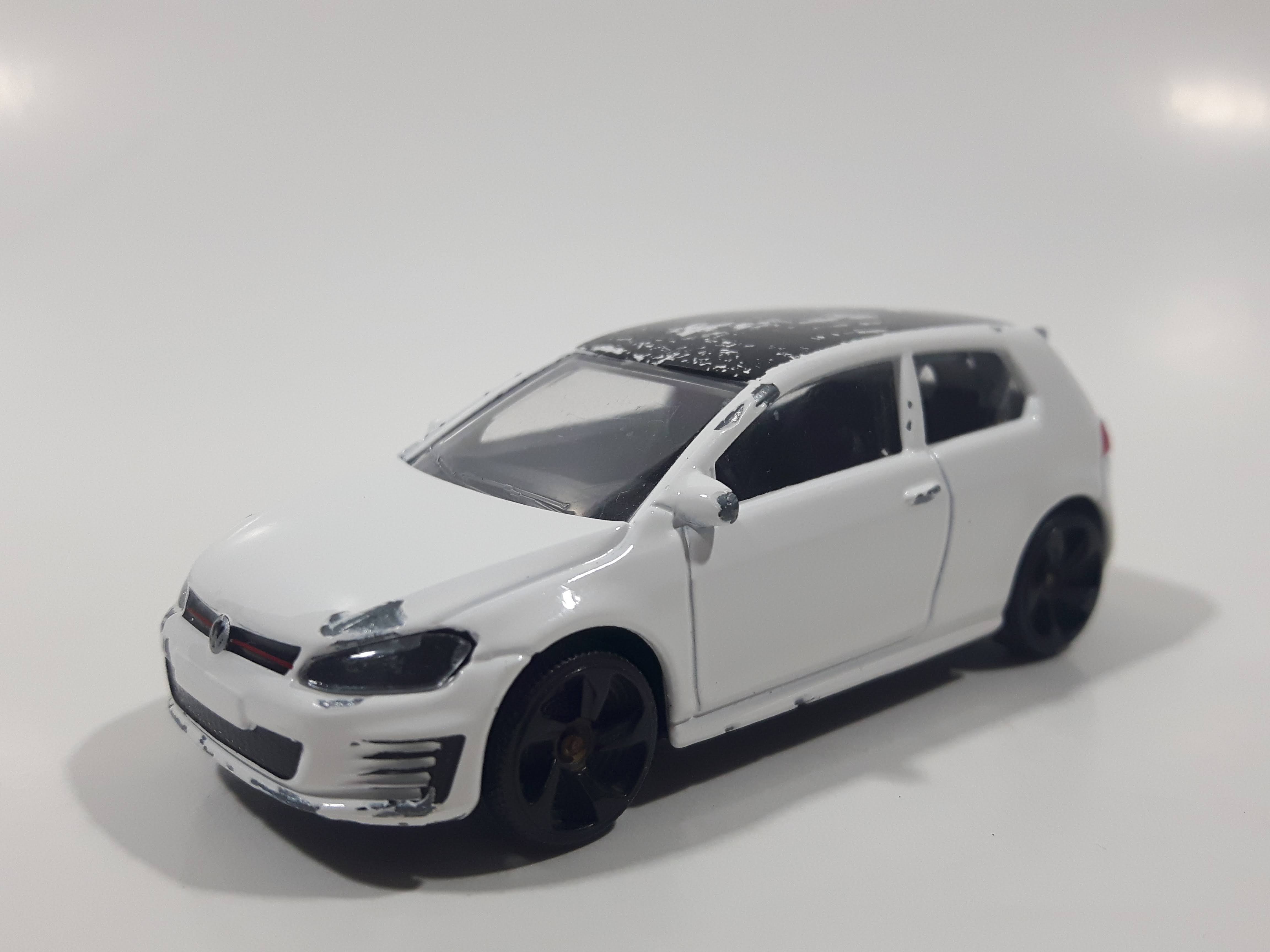 Majorette VW Golf GTI White 1/64 Scale Die Cast Toy Car Vehicle with Opening Rear Hatch