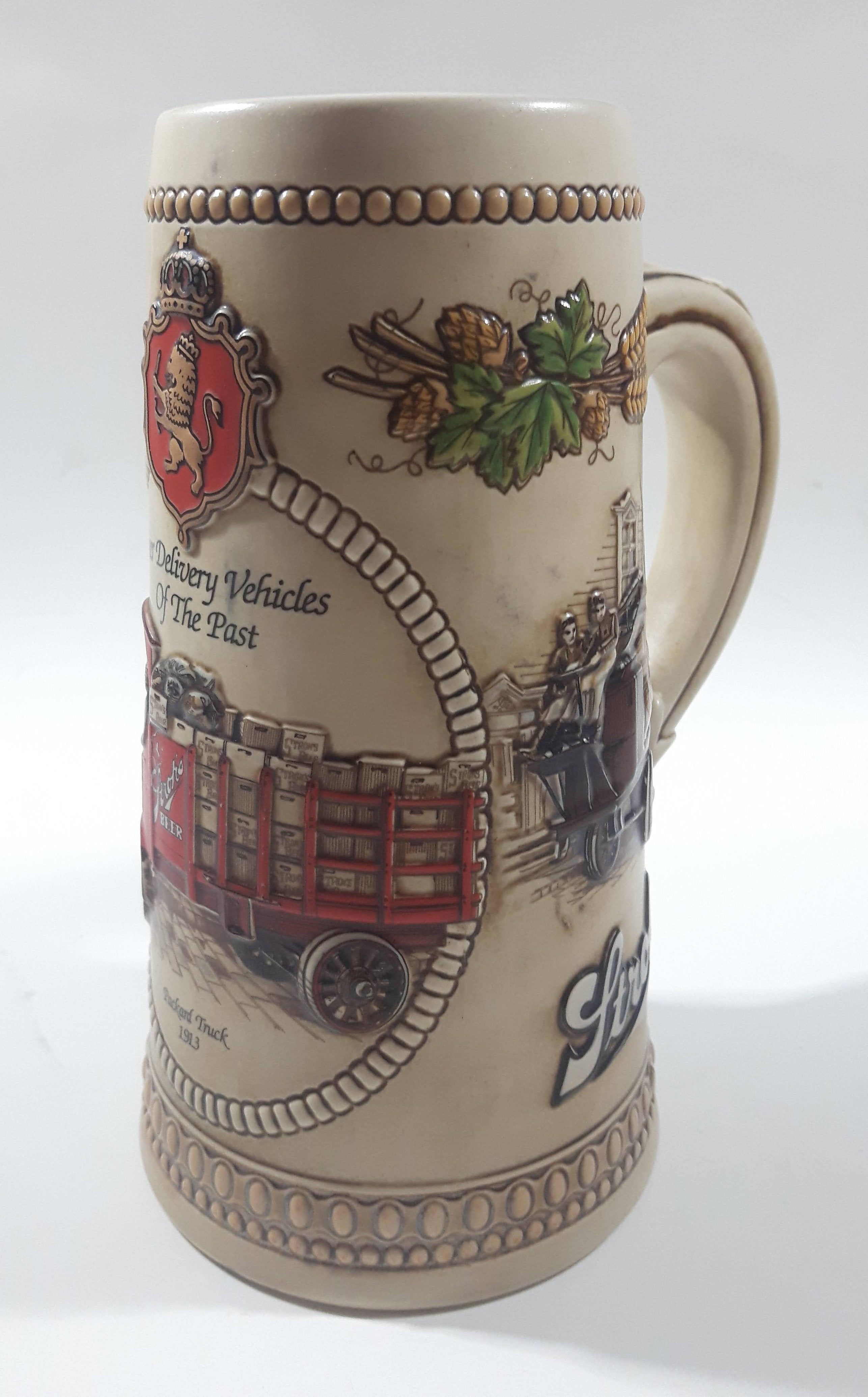 Ceramarte Stroh's Heritage Series V Beer Delivery Vehicles of The Past 1912 Packard Truck 7 1/2" Tall Ceramic Beer Stein Mug 3