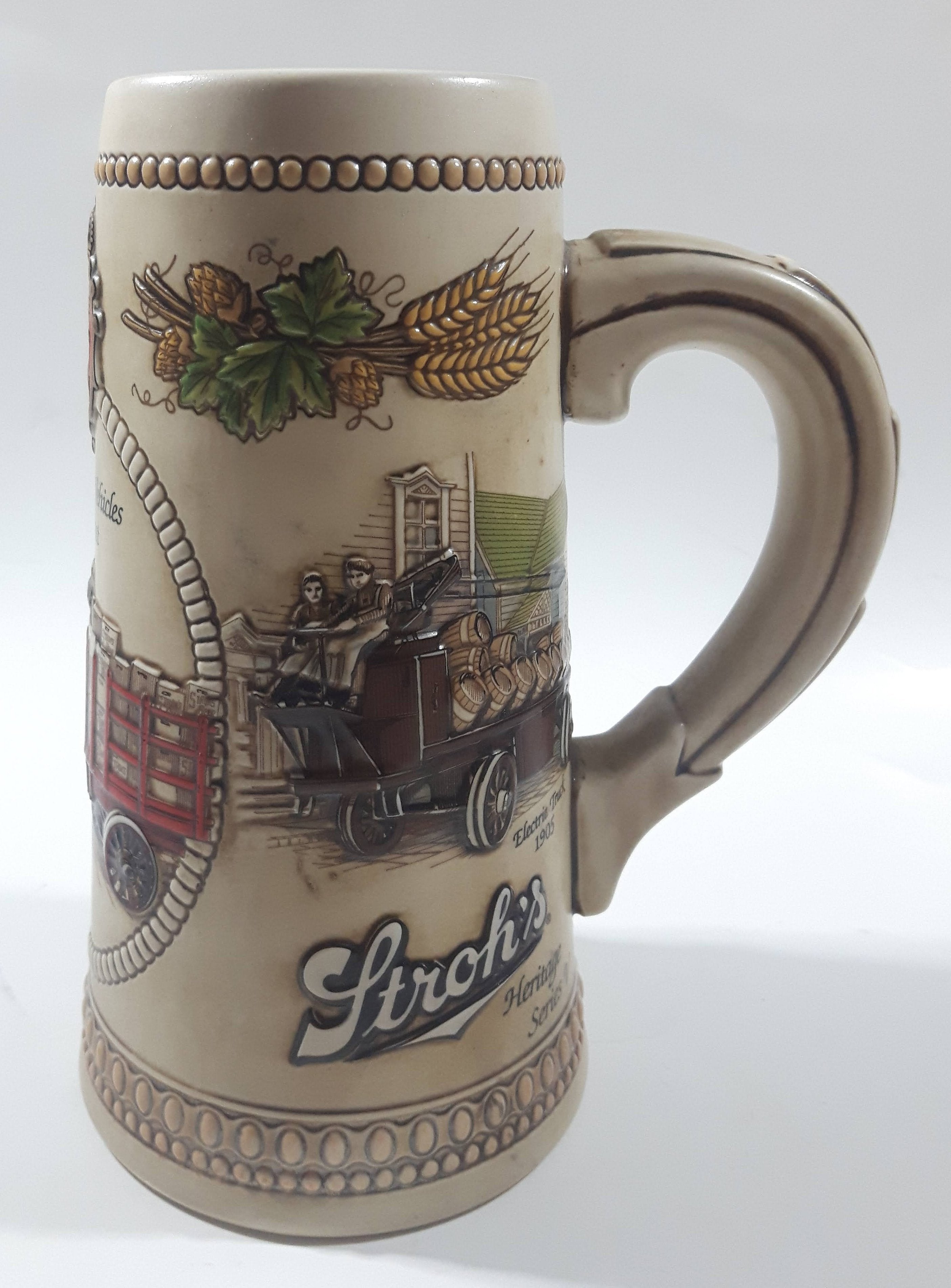 Ceramarte Stroh's Heritage Series V Beer Delivery Vehicles of The Past 1912 Packard Truck 7 1/2" Tall Ceramic Beer Stein Mug 4