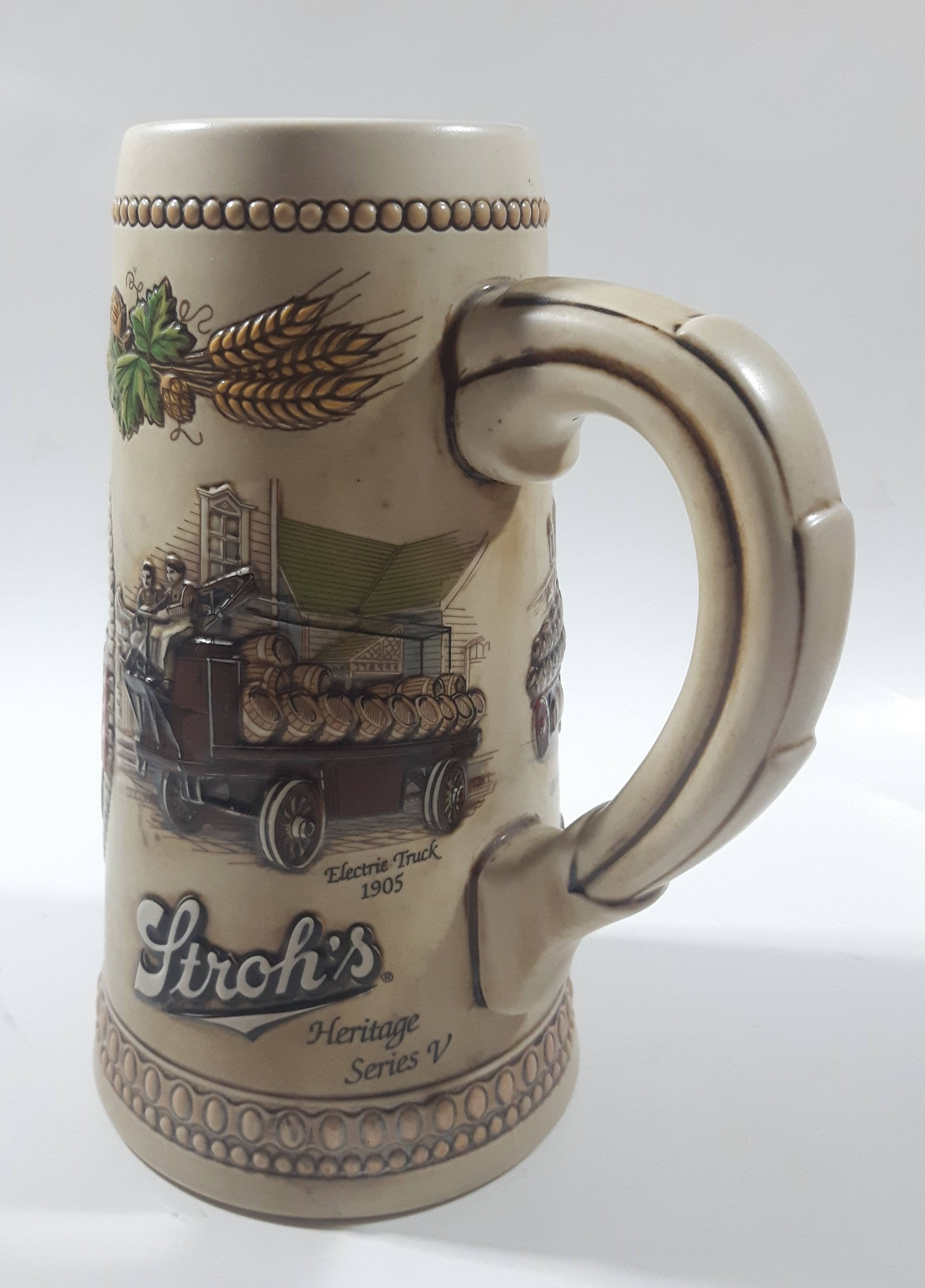Ceramarte Stroh's Heritage Series V Beer Delivery Vehicles of The Past 1912 Packard Truck 7 1/2" Tall Ceramic Beer Stein Mug 5