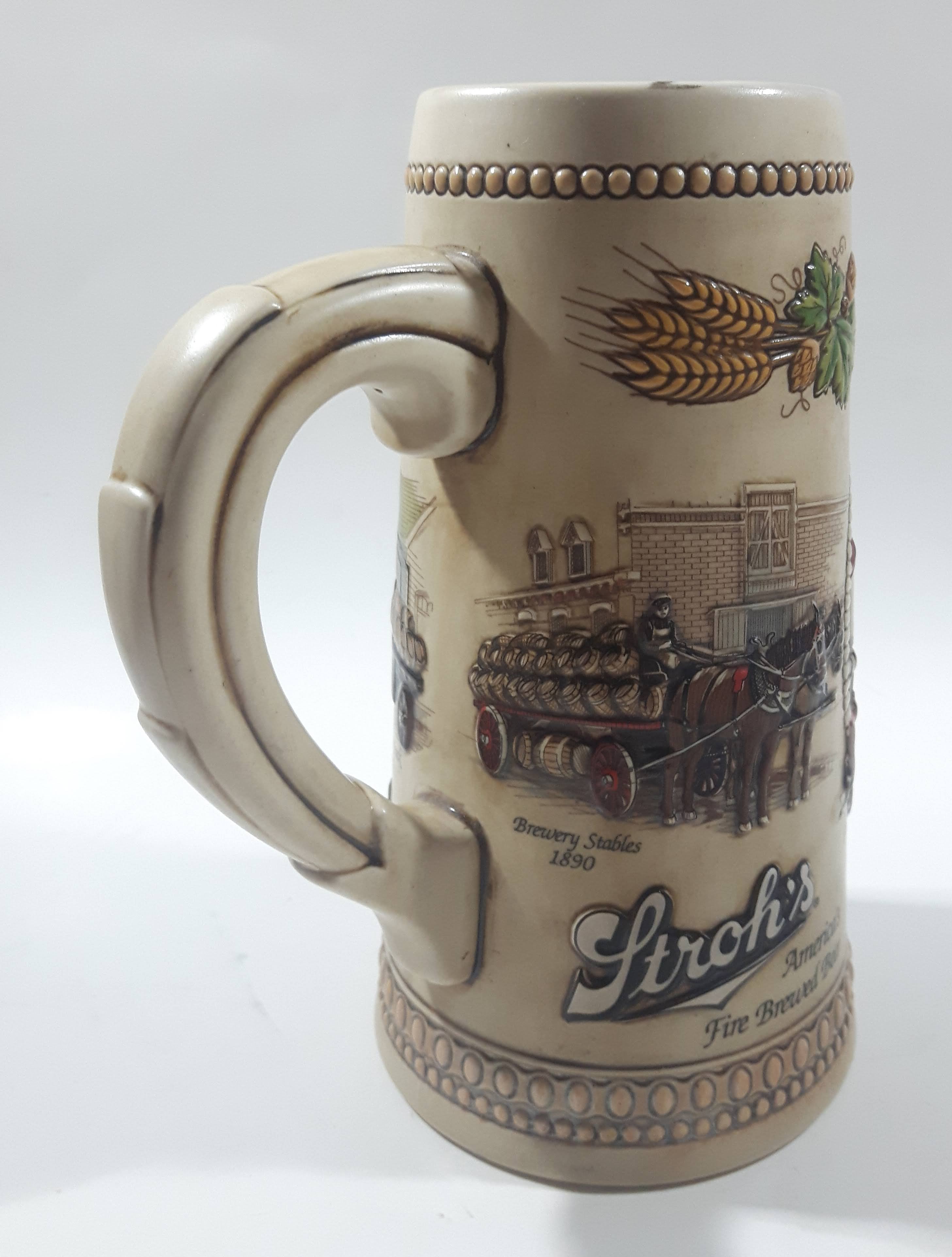 Ceramarte Stroh's Heritage Series V Beer Delivery Vehicles of The Past 1912 Packard Truck 7 1/2" Tall Ceramic Beer Stein Mug 7