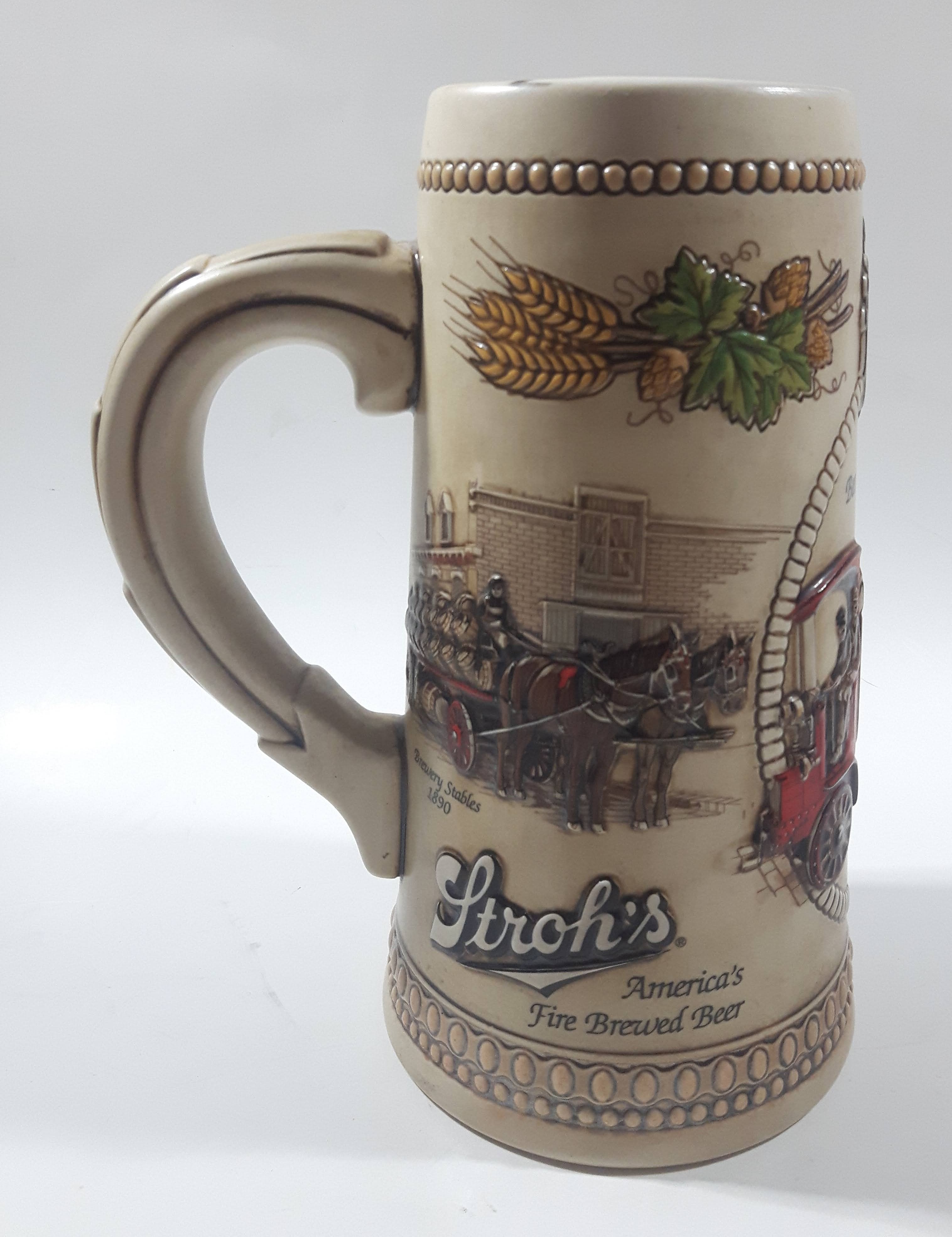 Ceramarte Stroh's Heritage Series V Beer Delivery Vehicles of The Past 1912 Packard Truck 7 1/2" Tall Ceramic Beer Stein Mug 8