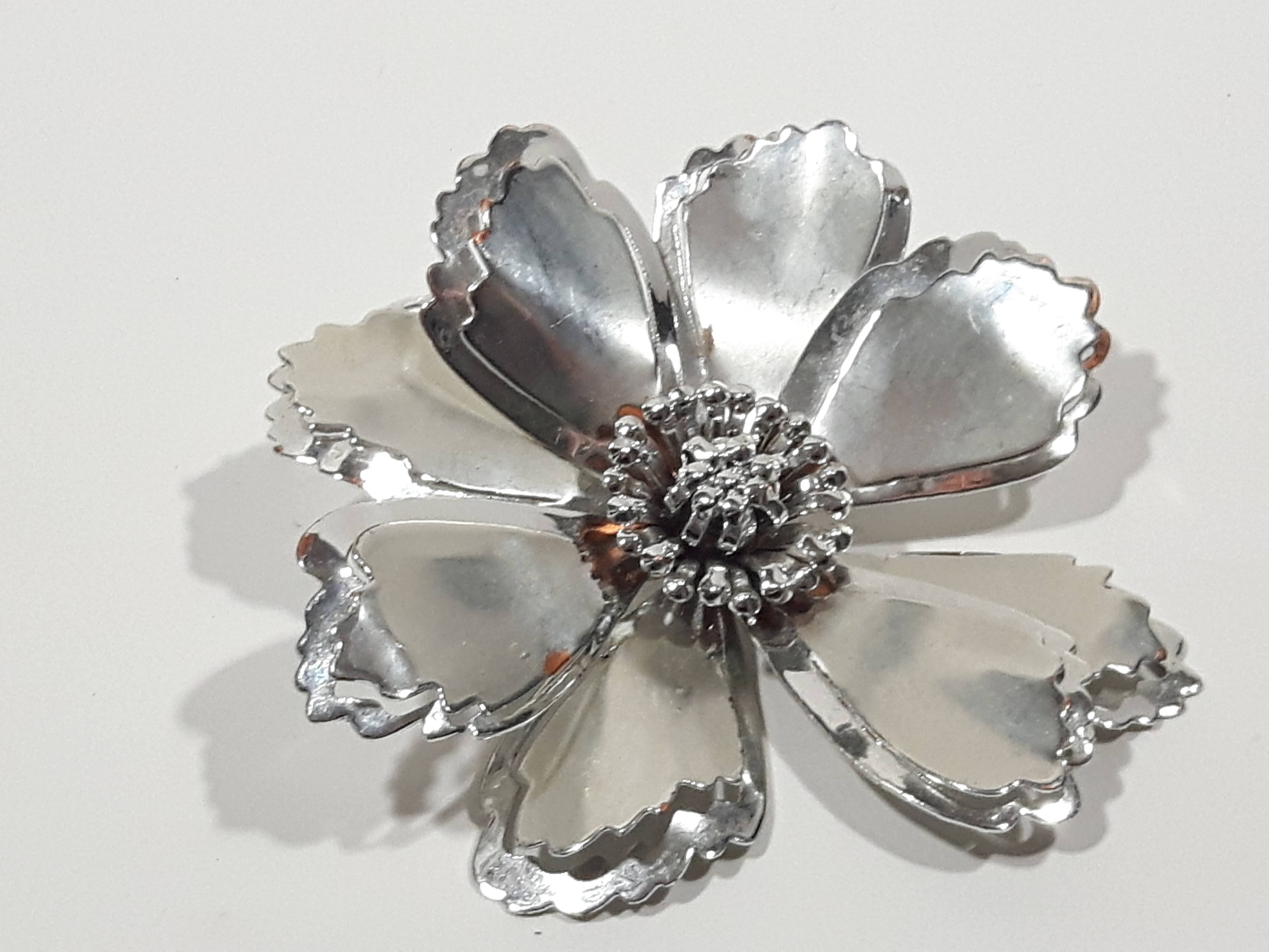 Flower Shaped Thin Layered Metal 2 3/4" Brooch Pin 2