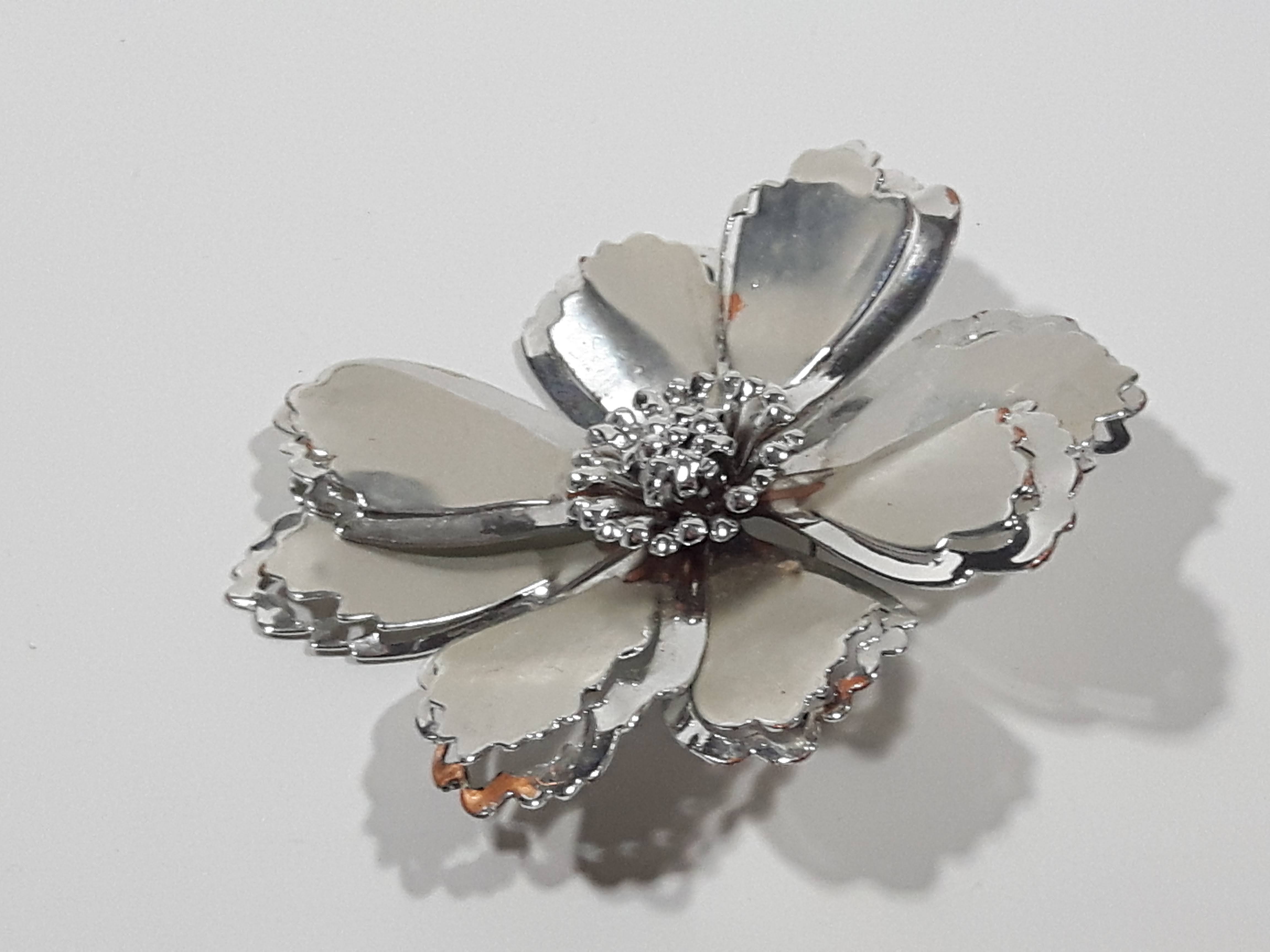 Flower Shaped Thin Layered Metal 2 3/4" Brooch Pin 3