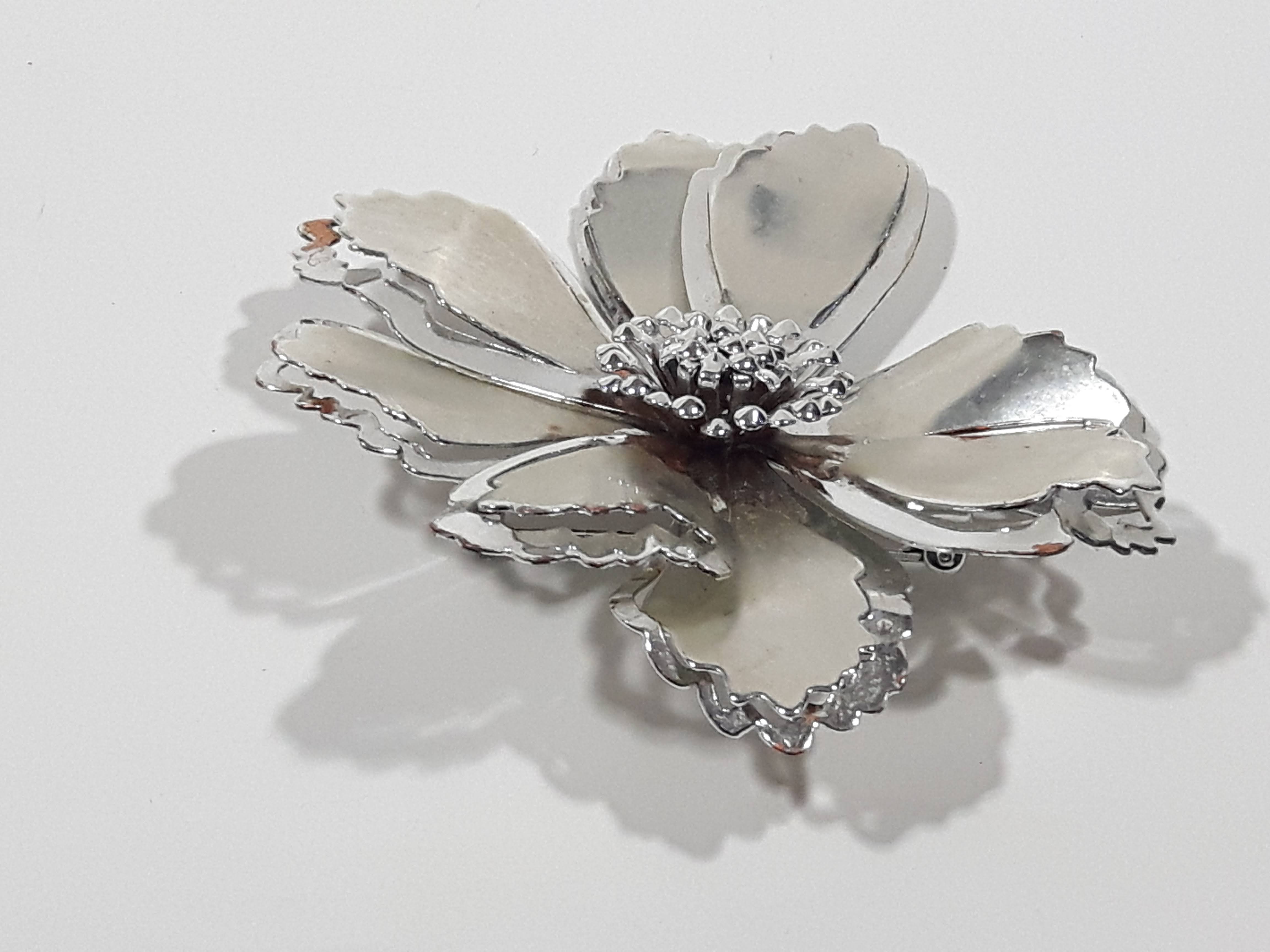 Flower Shaped Thin Layered Metal 2 3/4" Brooch Pin 5