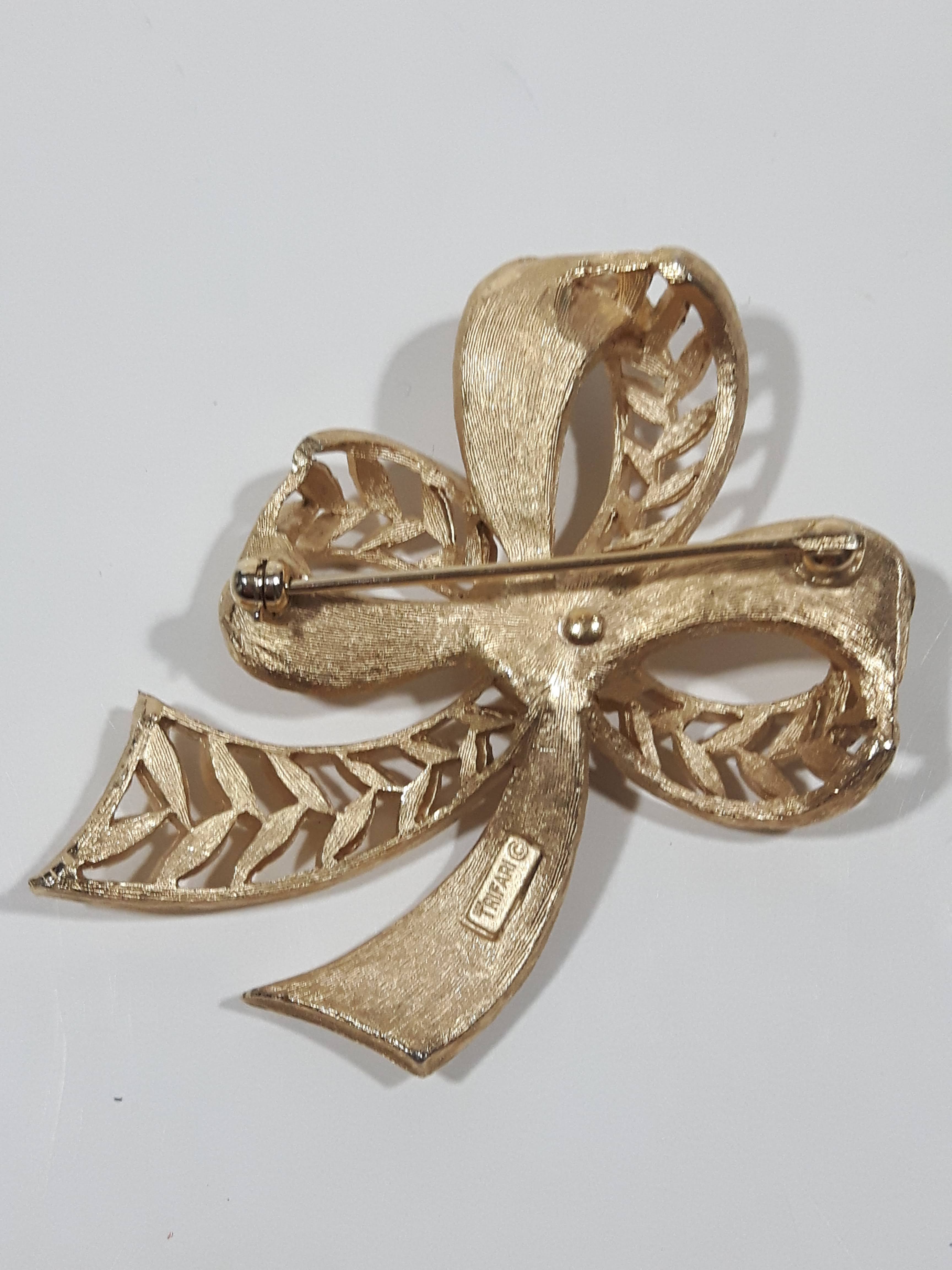 Twisted Ribbon Shaped 1 1/2" x 2 3/4" Metal Brooch Pin 6