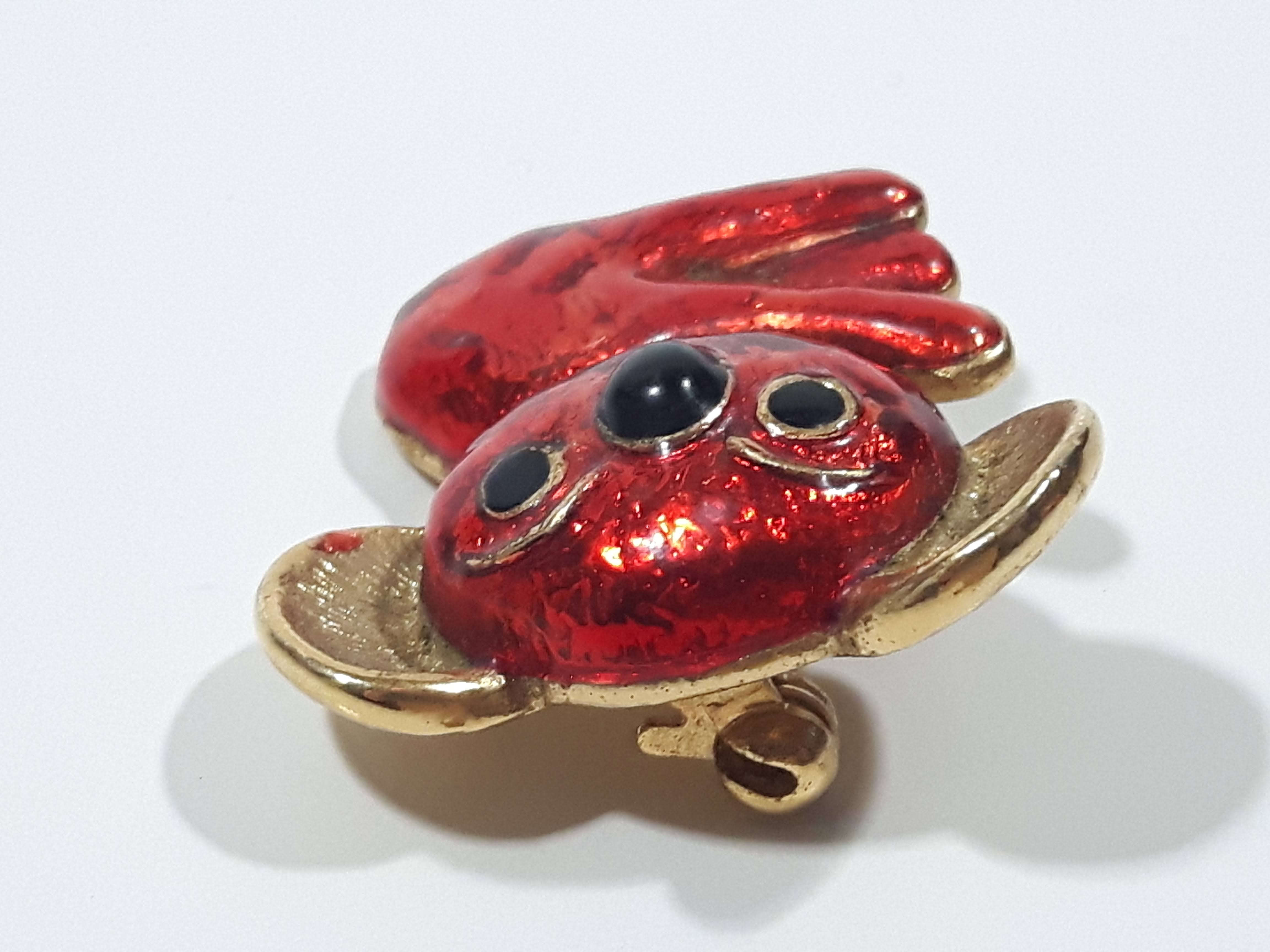 Vintage Koala Bear Red Enamel Painted Gold Tone Metal 1 1/4" Brooch Pin 4