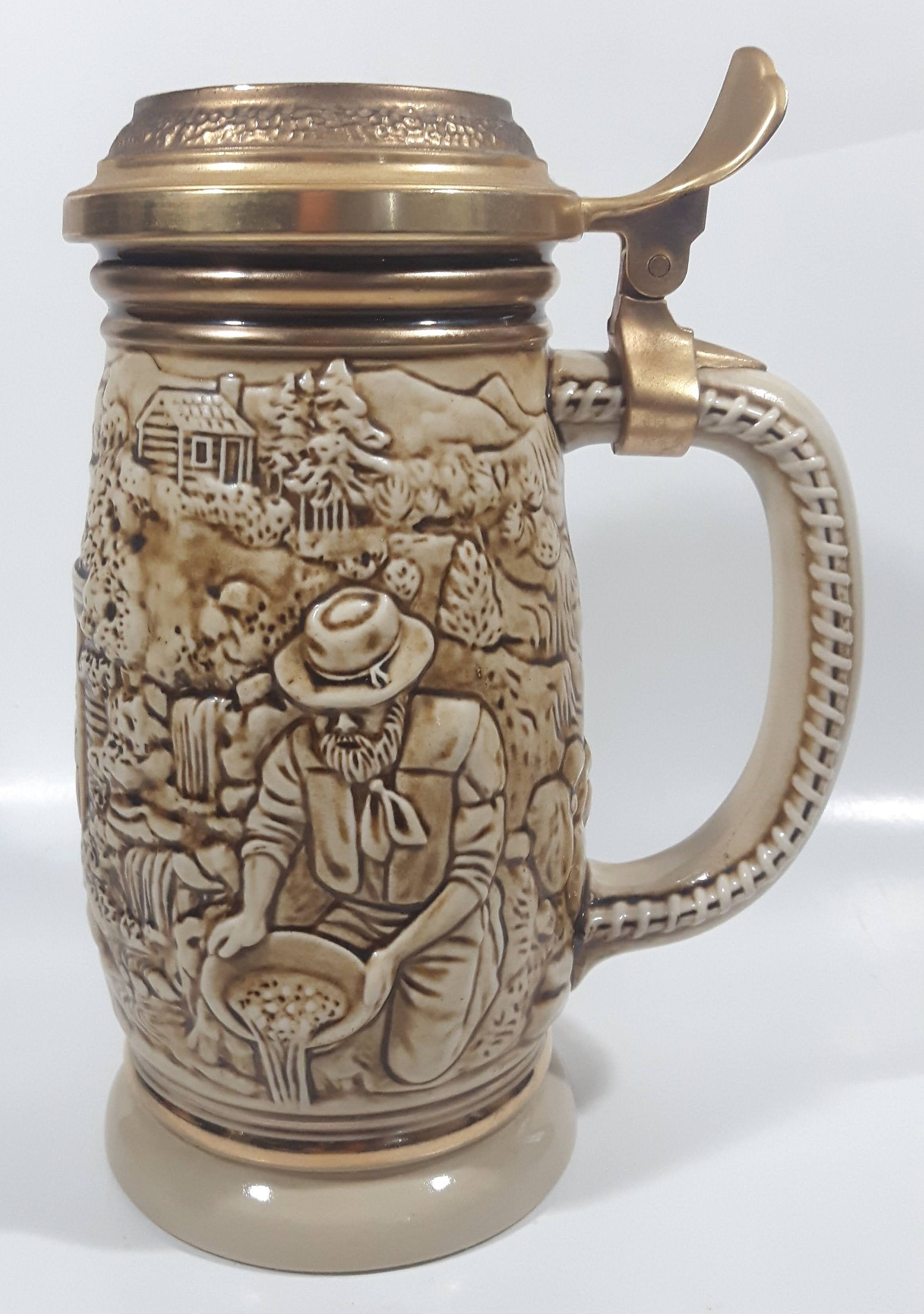 1987 Avon Ceramarte Brazil The Gold Rush San Francisco California 8 1/4" Tall Ceramic Collector's Stein 3