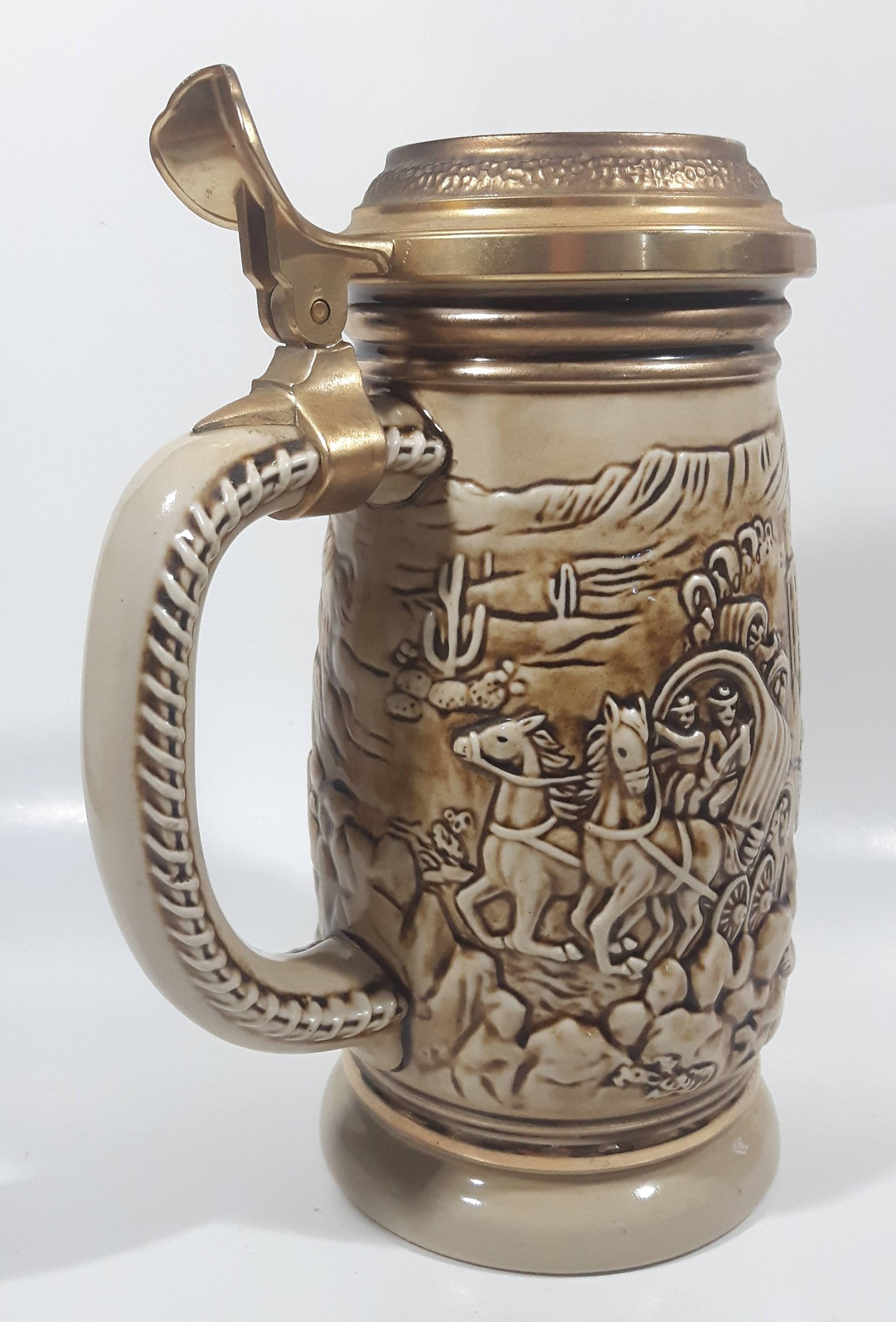 1987 Avon Ceramarte Brazil The Gold Rush San Francisco California 8 1/4" Tall Ceramic Collector's Stein 6