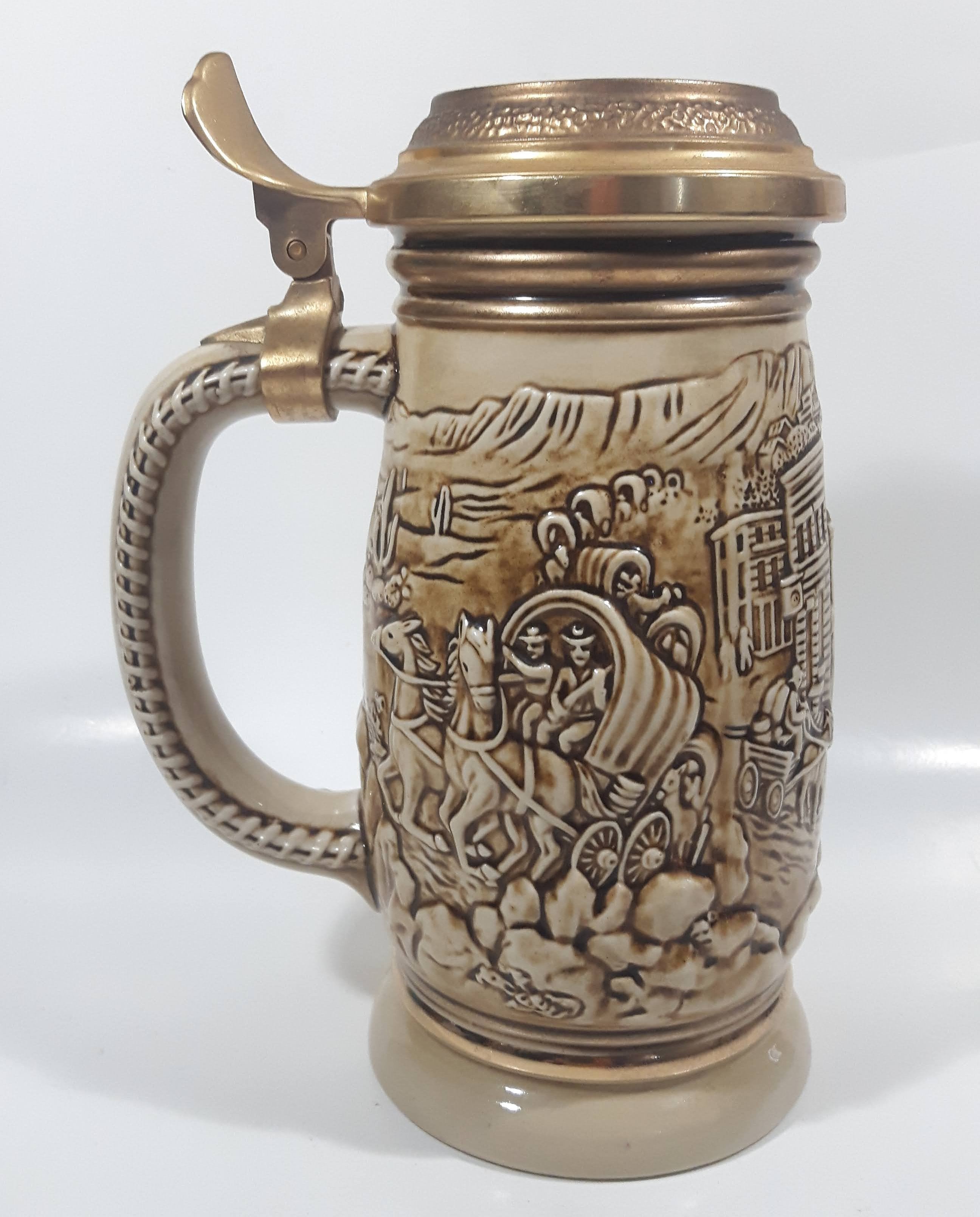 1987 Avon Ceramarte Brazil The Gold Rush San Francisco California 8 1/4" Tall Ceramic Collector's Stein 7