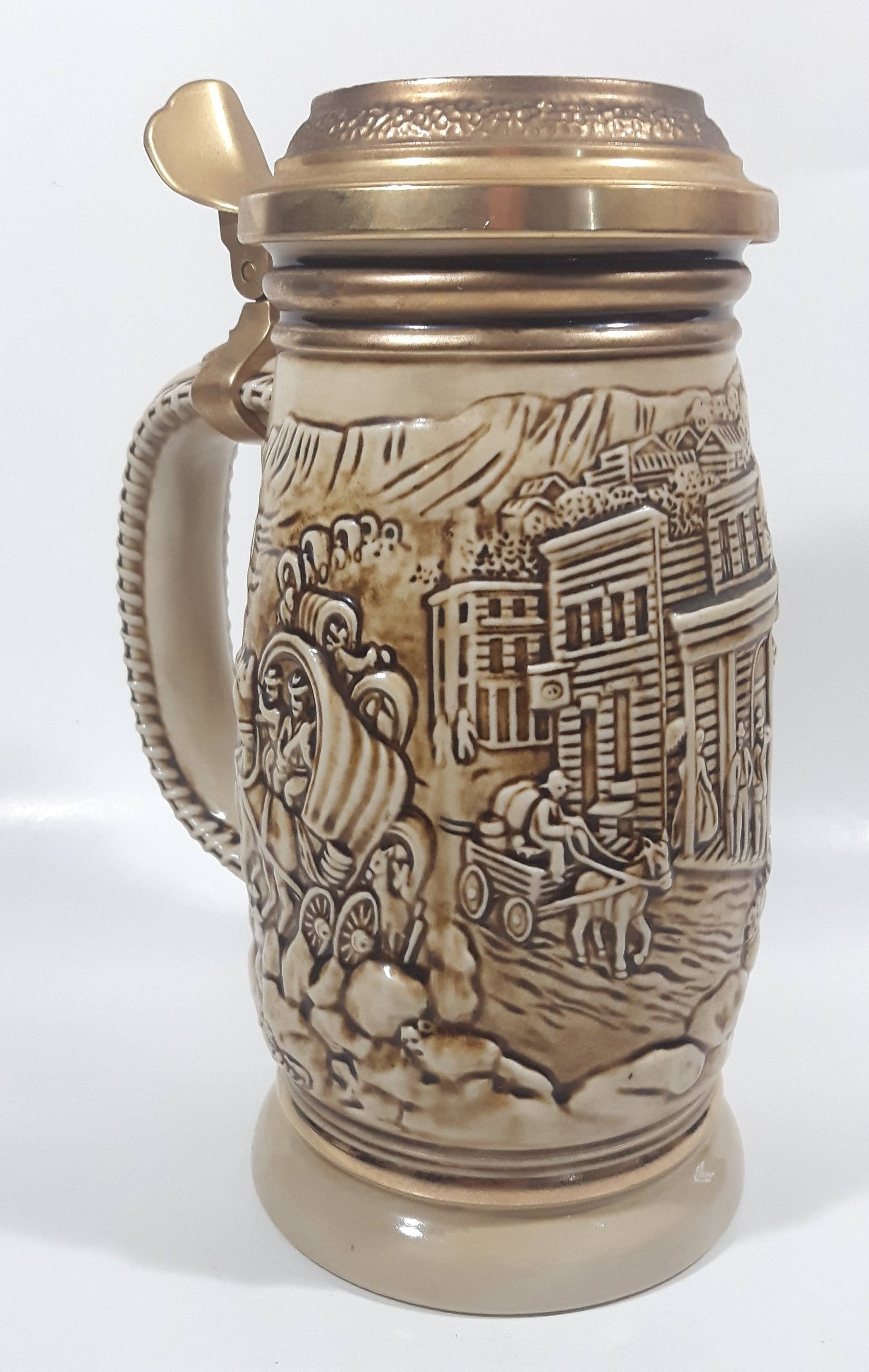 1987 Avon Ceramarte Brazil The Gold Rush San Francisco California 8 1/4" Tall Ceramic Collector's Stein 8