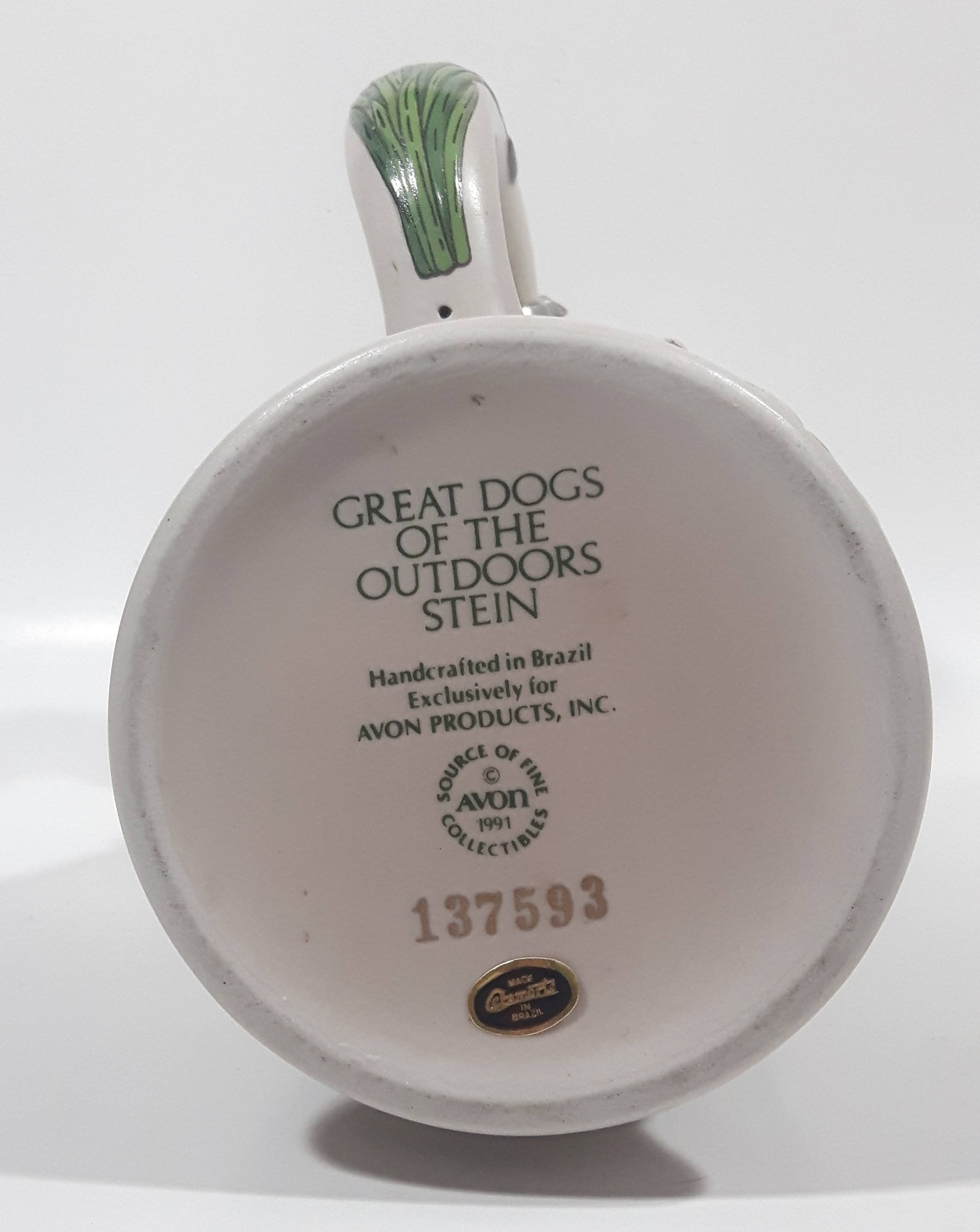 1991 Avon Ceramarte Brazil Great Dogs of the Outdoors 9 3/4" Tall Ceramic Collector's Stein 14