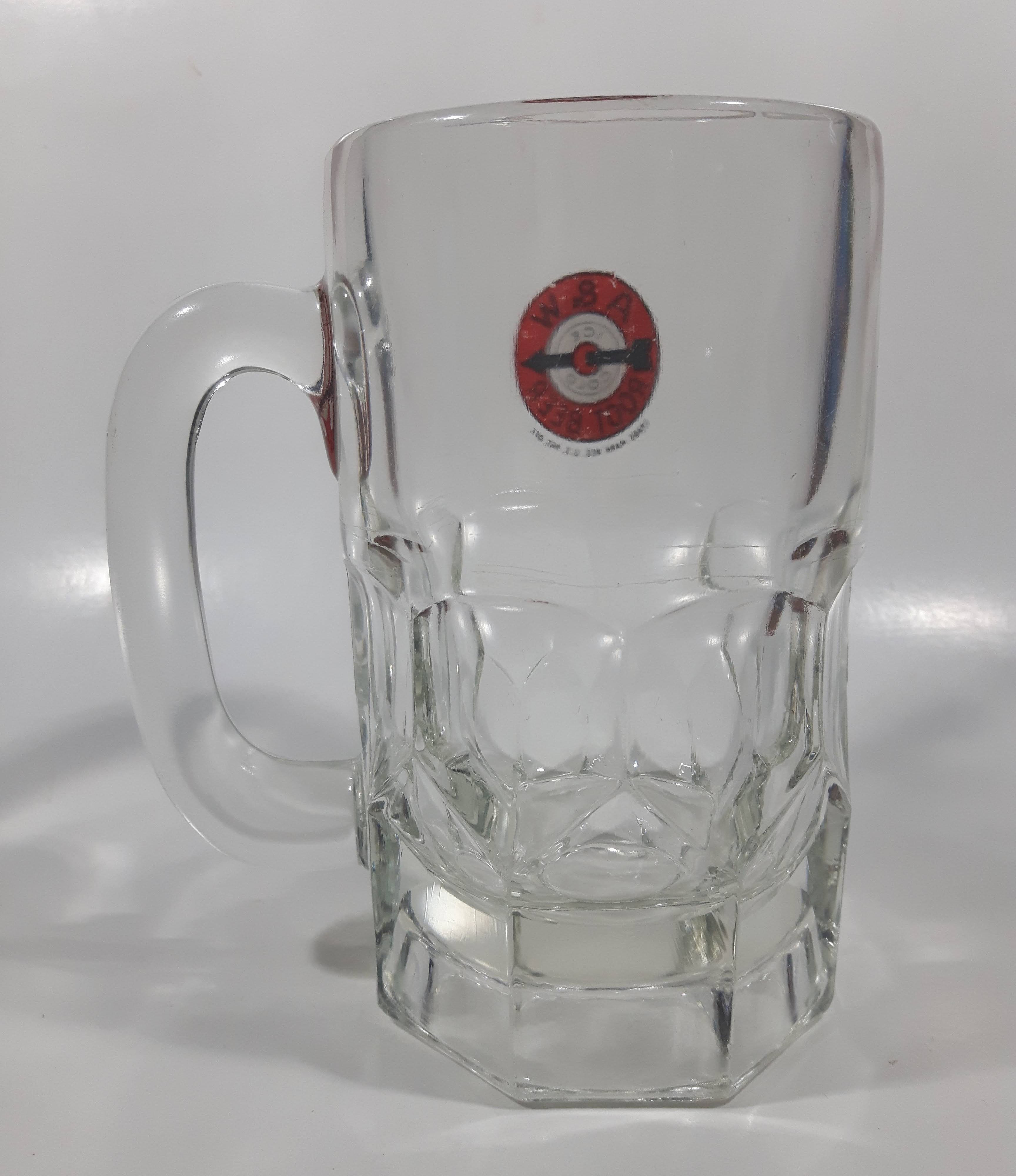 1948-1961 A & W Allen and Wright Ice Cold Root Beer Arrow Logo 6" Tall Heavy Clear Glass Mug 8