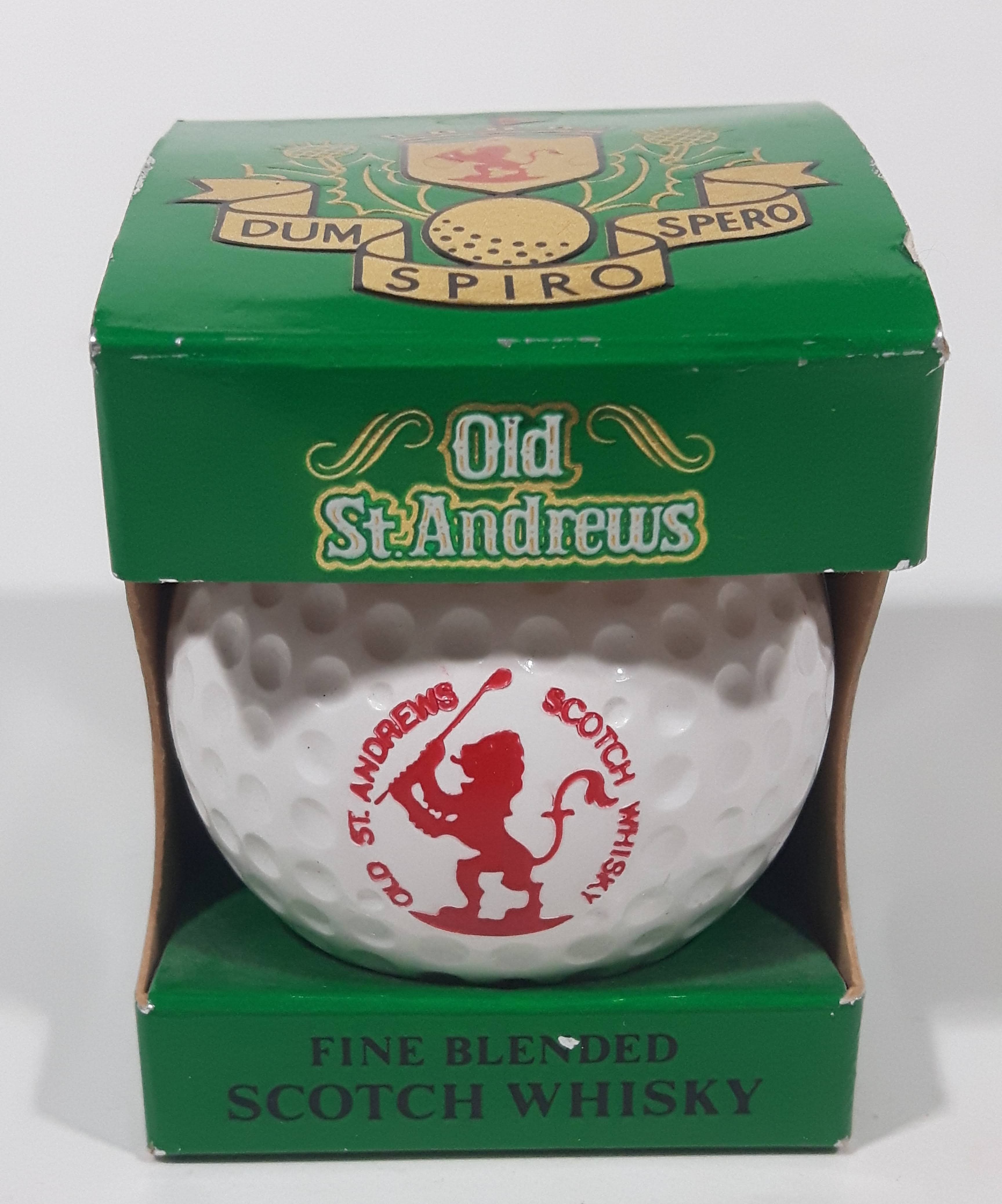 Vintage 1982 Old St. Andrews Scotch Whisky Golf Ball Shaped Bottle New in Box 11
