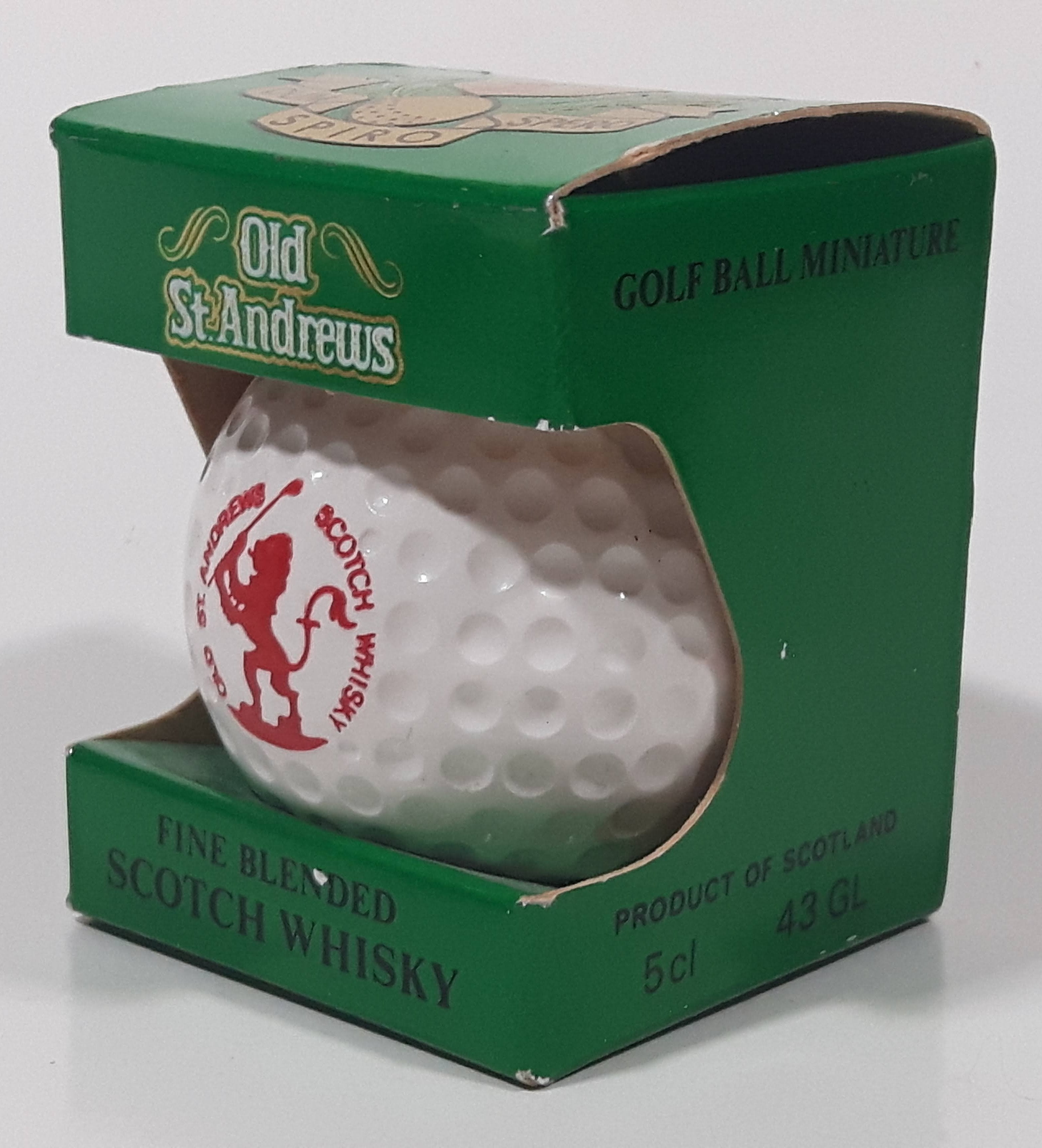 Vintage 1982 Old St. Andrews Scotch Whisky Golf Ball Shaped Bottle New in Box 2