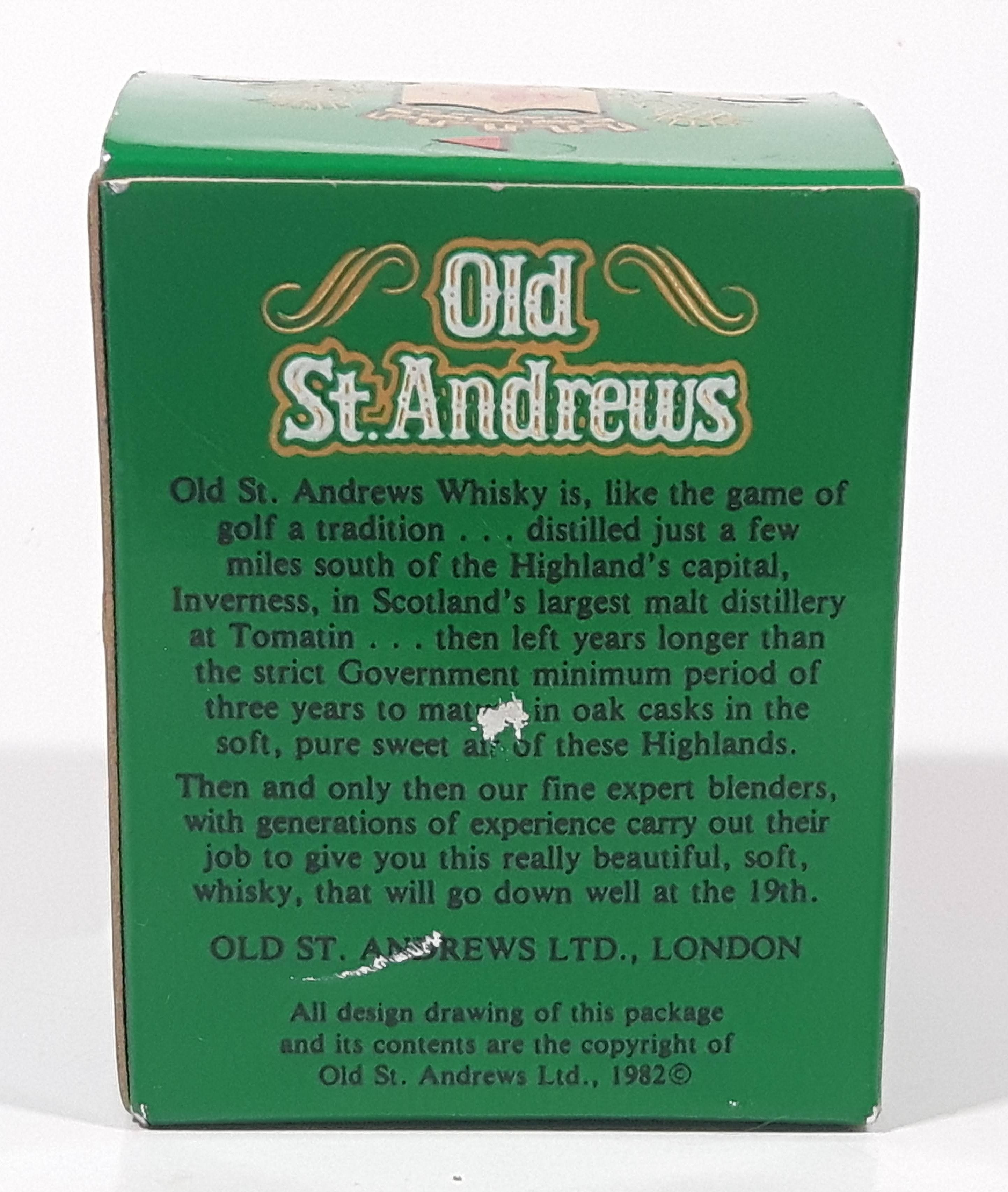 Vintage 1982 Old St. Andrews Scotch Whisky Golf Ball Shaped Bottle New in Box 4